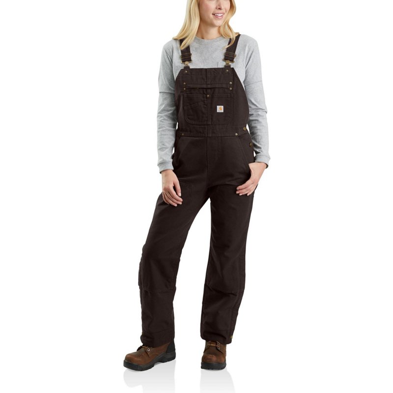 Carhartt Women's Relaxed Fit Washed Duck Insulated Bib Overall Dark Brown, X-Small - Women's Fishing Bottoms at Academy Sports