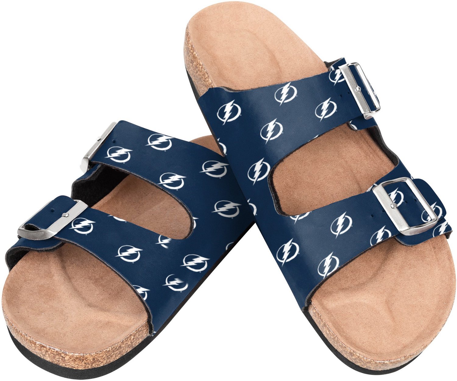 FOCO Women's Tampa Bay Lightning Mini Print Double Buckle Sandals