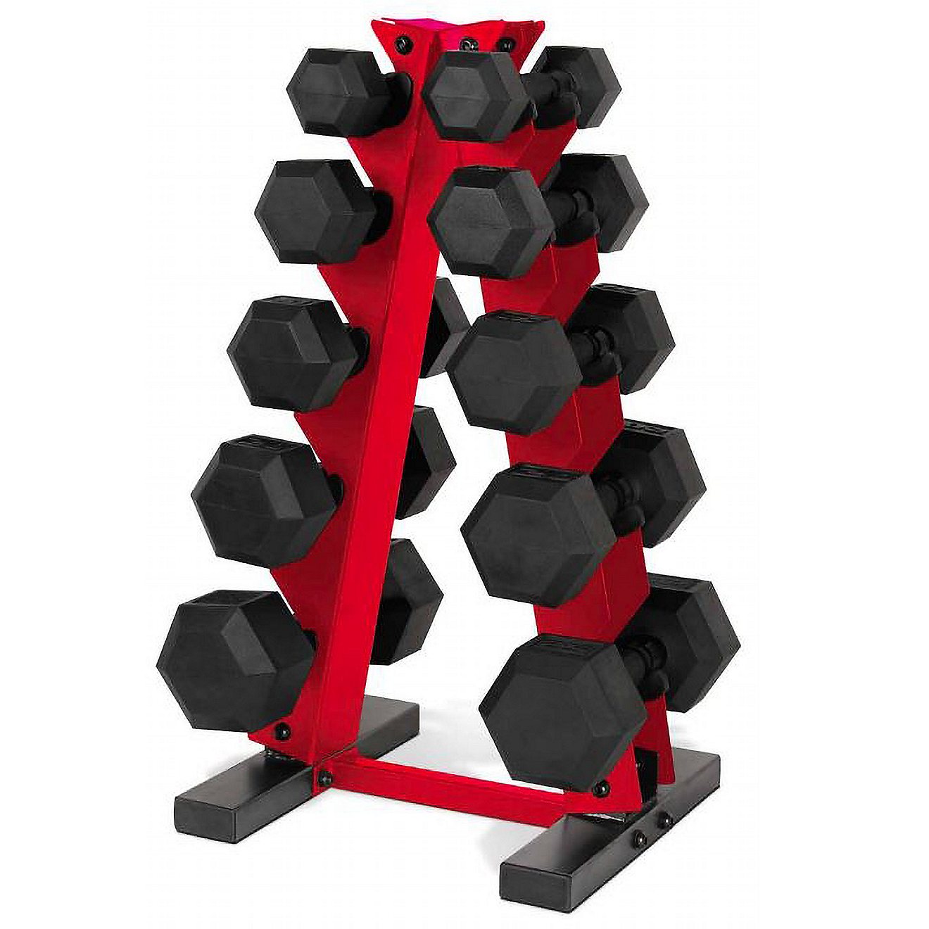 CAP Barbell 150 lb Coated Hex Dumbbell Set with Red Rack                                                                         - view number 1