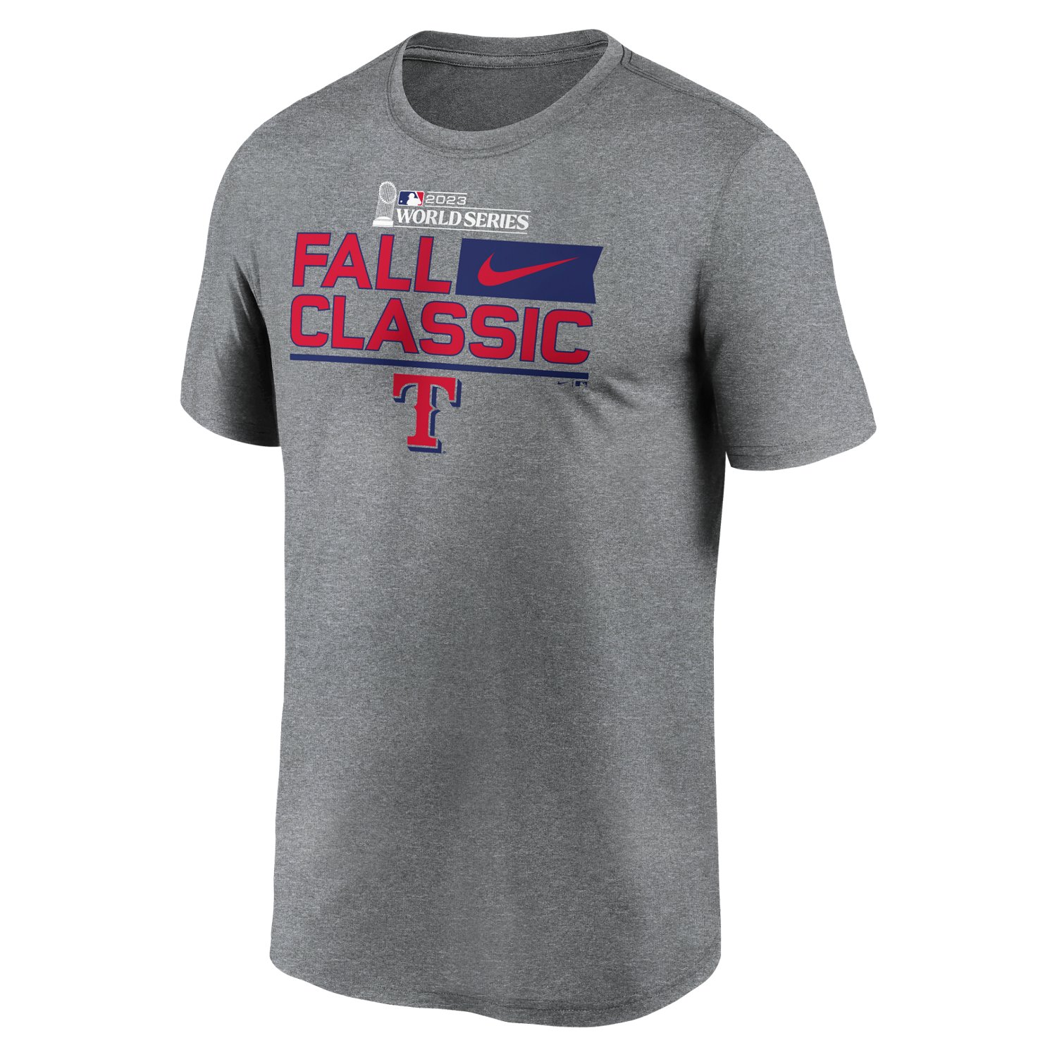Nike Men\'s Rangers 2023 World Series Participants Fall Classic Team Logo  Short Sleeve T-Shirt | Academy
