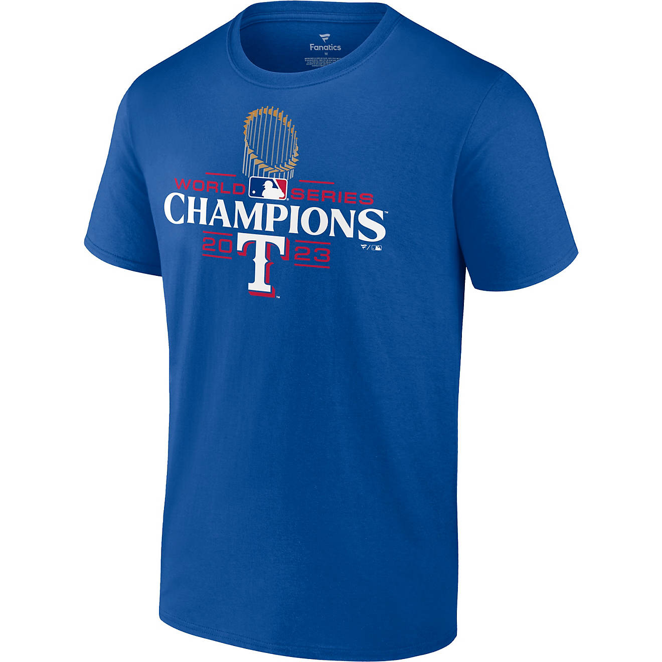Fanatics Men's Rangers 2023 MLB World Series Champs Official Logo Short Sleeve T-Shirt                                           - view number 1