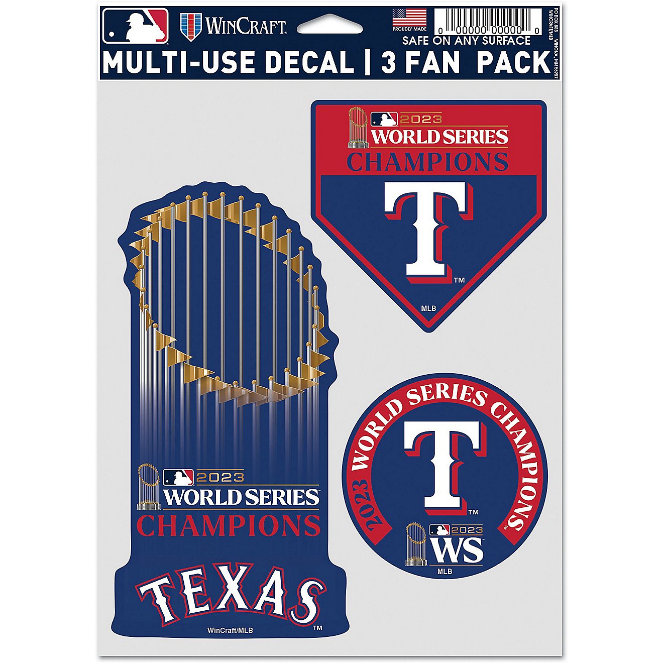 WinCraft Rangers 2023 World Series Champs 3 Pack Fan Decal                                                                       - view number 1
