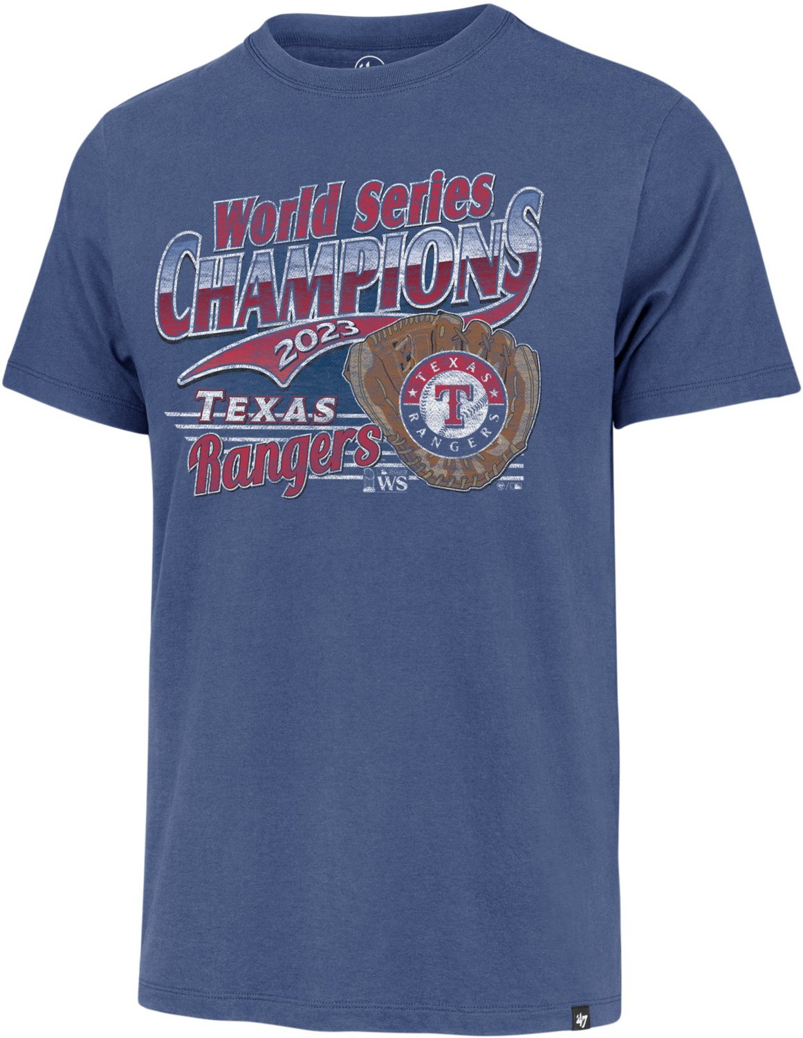 47 Texas Rangers Blue 2023 World Series Champions Franklin Short Sleeve Fashion T Shirt, Blue, 100% Cotton, Size S, Rally House