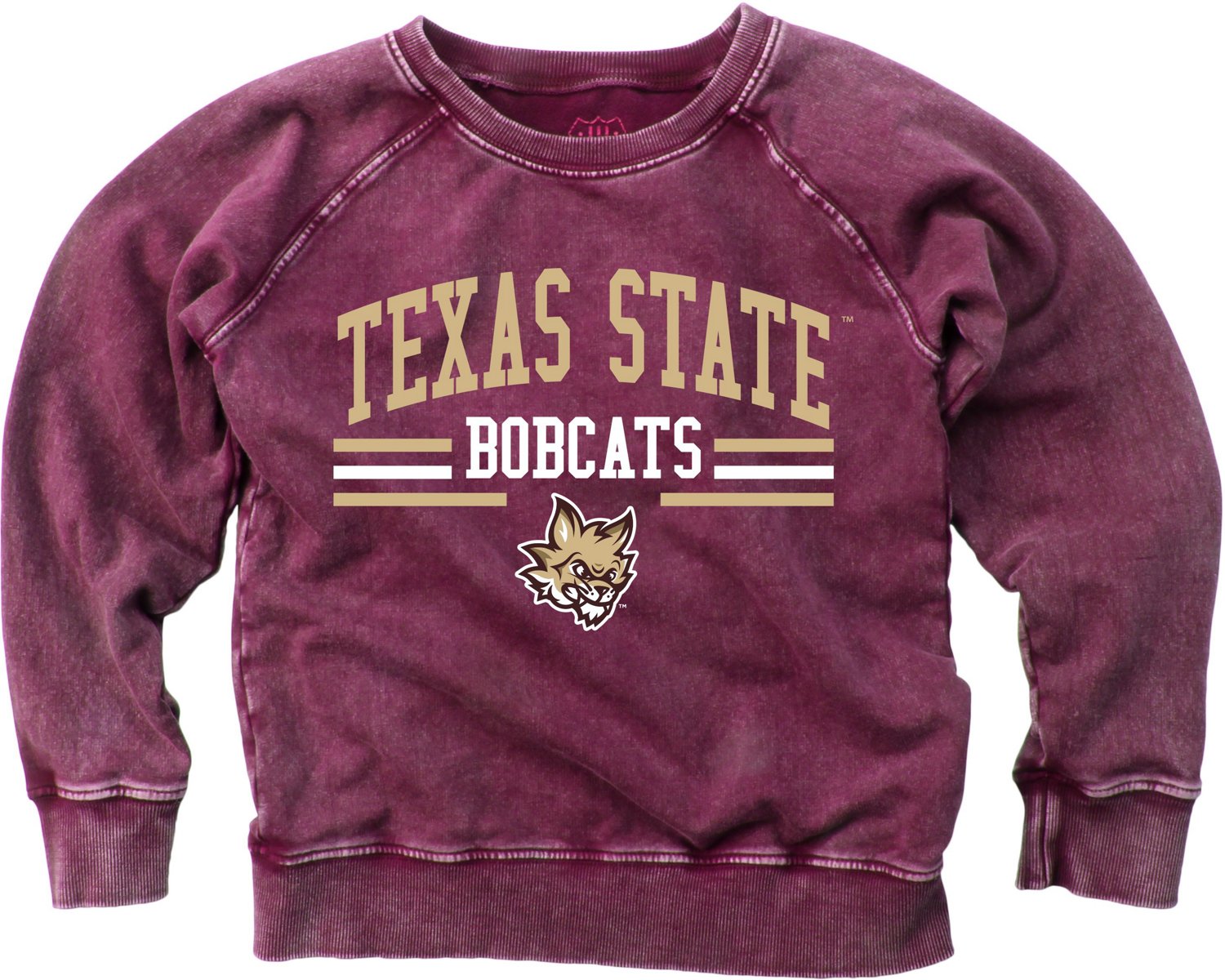 Wes and Willy Boys' Texas State University Faded Wash Fleece Long Sleeve Top