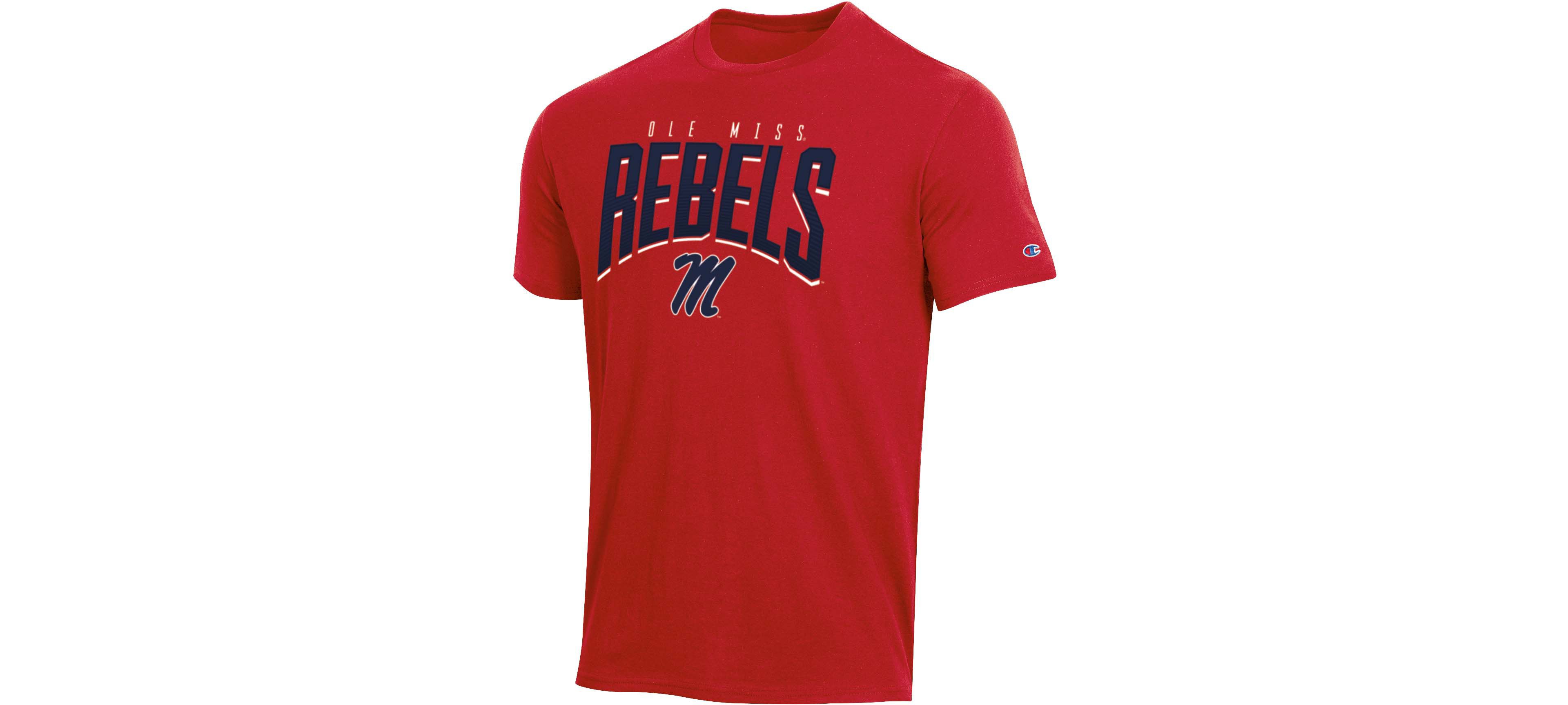 Champion Men's University of Mississippi Mascot Arch Short Sleeve T-shirt