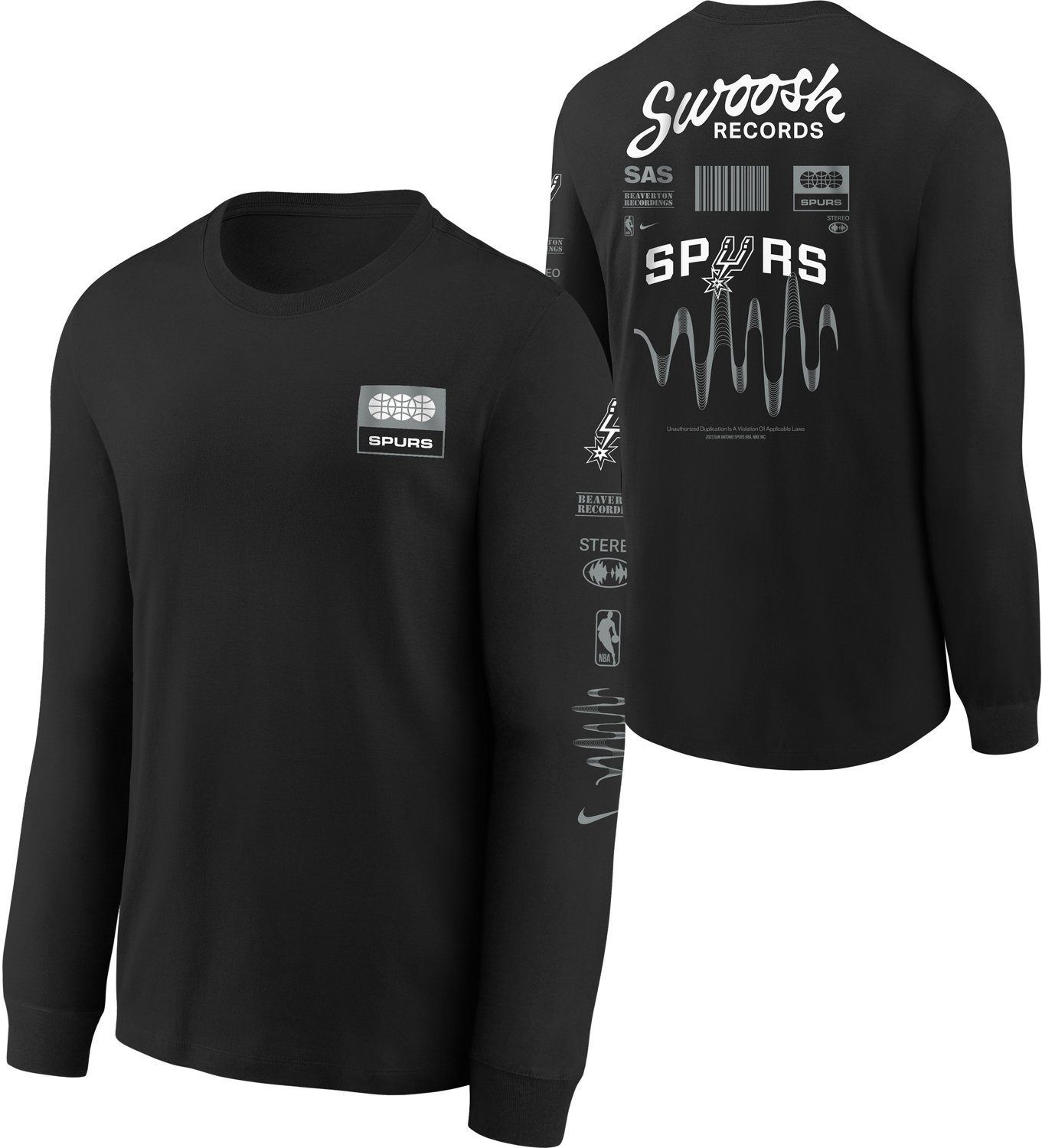 Nike Youth San Antonio Spurs Essential Fade Long Sleeve T-shirt - view number 3