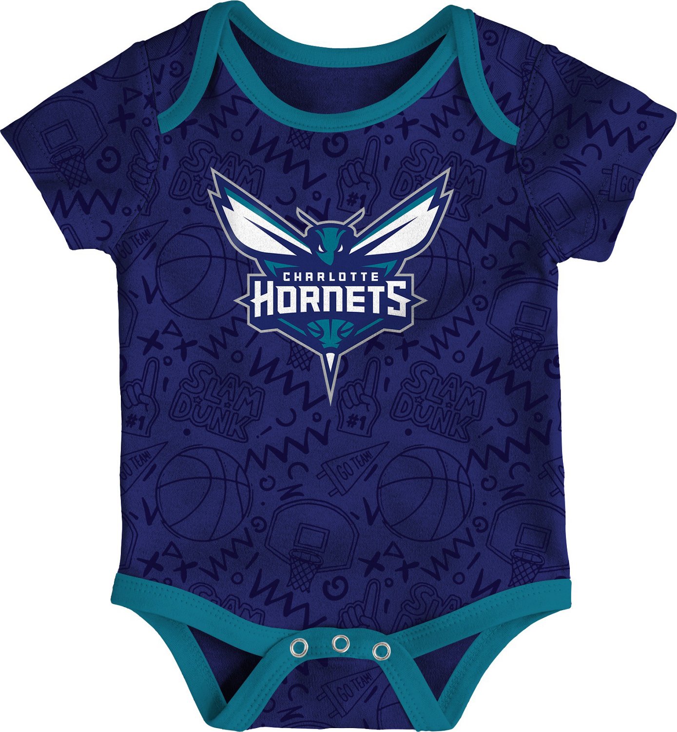 Outerstuff Infants' Charlotte Hornets Slam Dunk Short Sleeve Creeper Set 3-Pack - view number 3