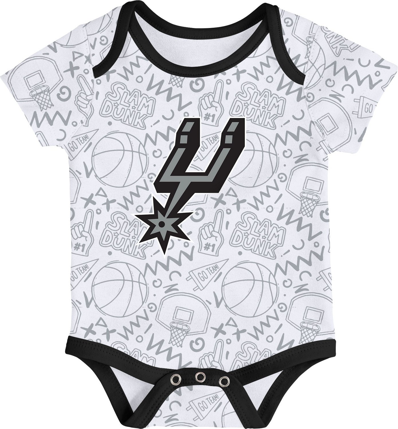 Outerstuff Infants' San Antonio Spurs Slam Dunk Short Sleeve Creeper Set 3-Pack - view number 3