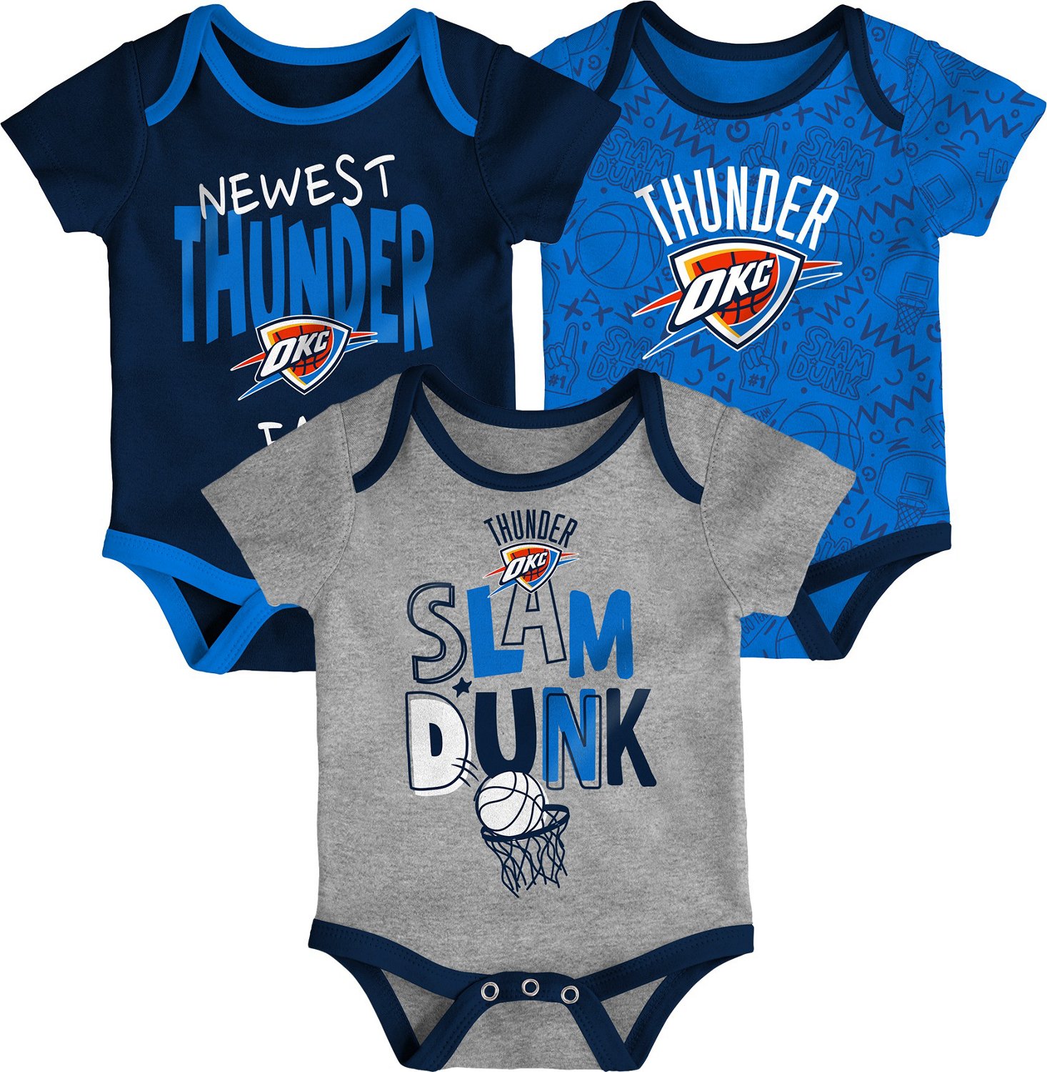 Outerstuff Infants' Oklahoma City Thunder Slam Dunk Short Sleeve Creeper Set 3-Pack - view number 1