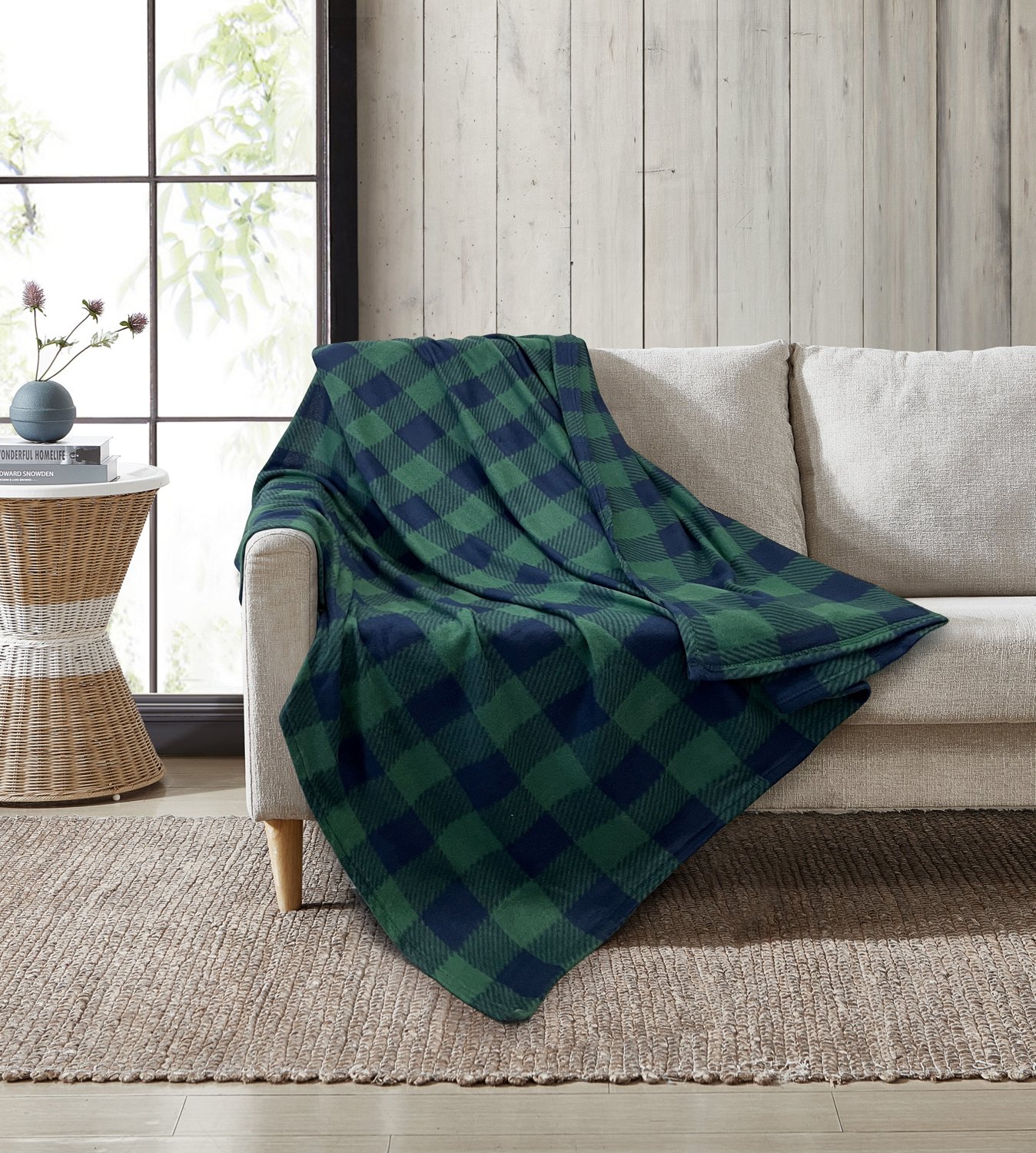 Snowcap Buffalo Check 140gsm Printed Fleece Throw Blanket - view number 3
