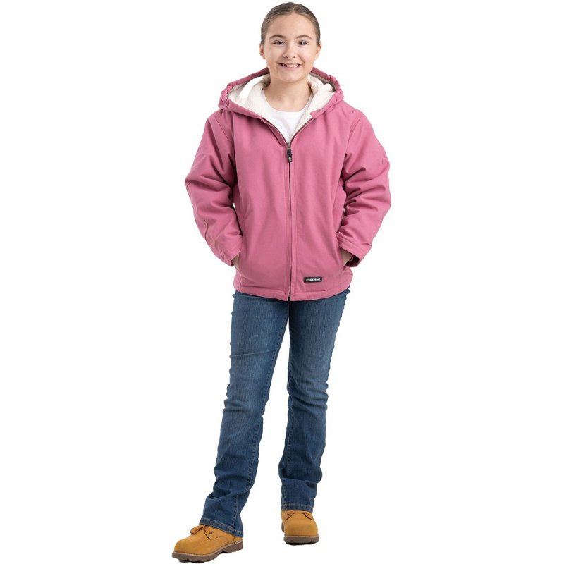 Berne Little & Big Kid Unisex Hooded Heavyweight Quilted Jacket, X-small, Pink