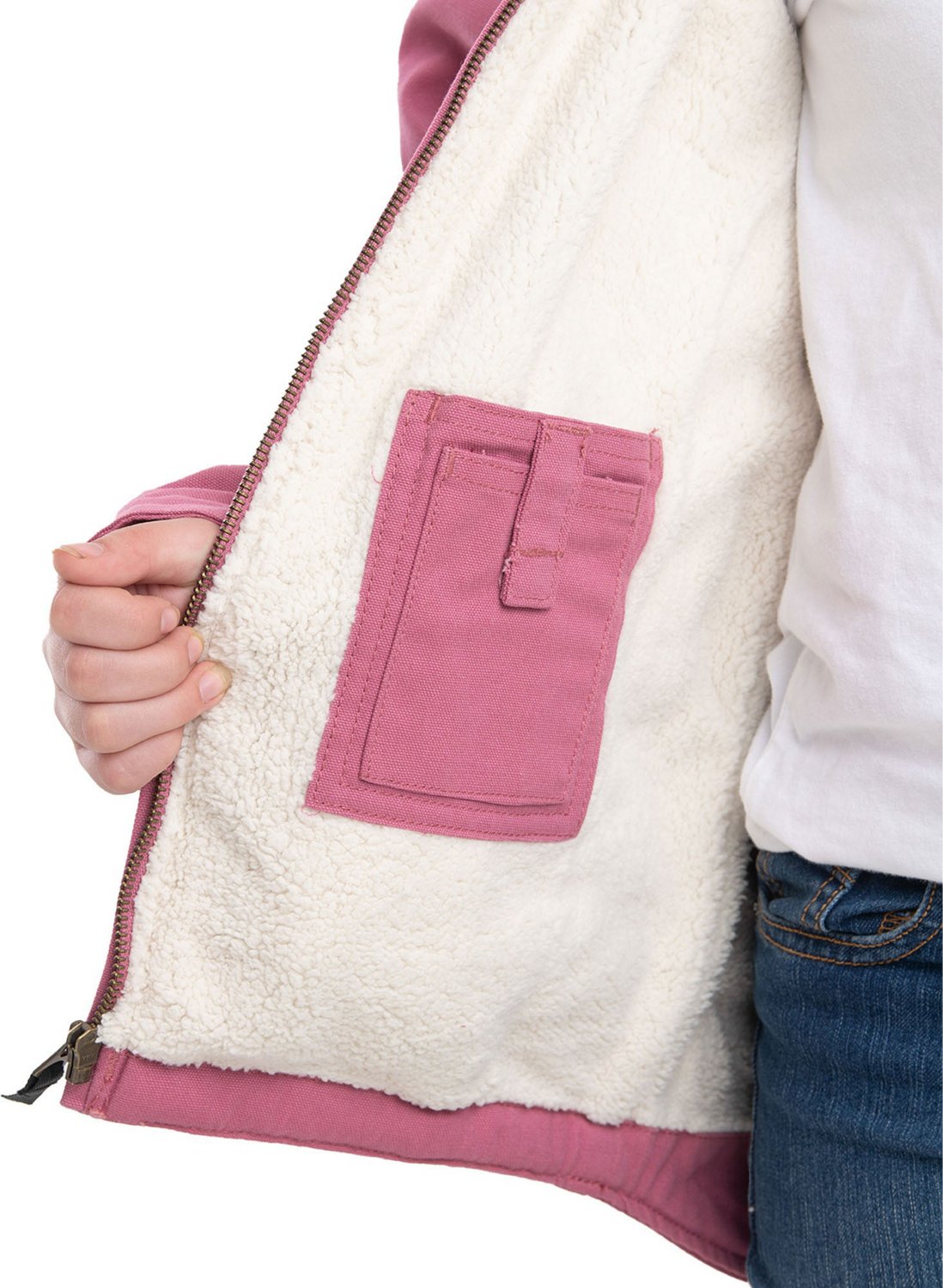 Berne Girls' Sherpa-Lined Softstone Duck Hooded Jacket - view number 3