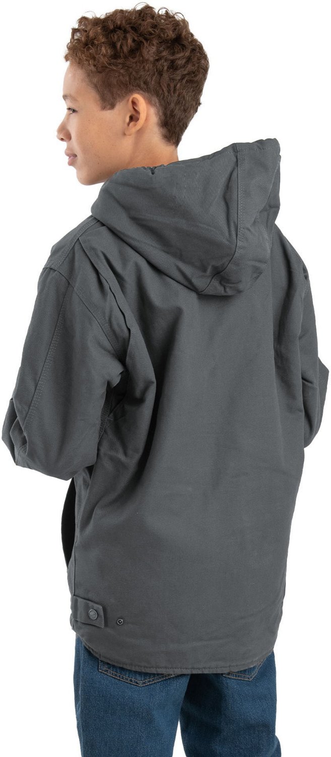 Berne Boys' Sherpa-Lined Softstone Duck Hooded Jacket - view number 2