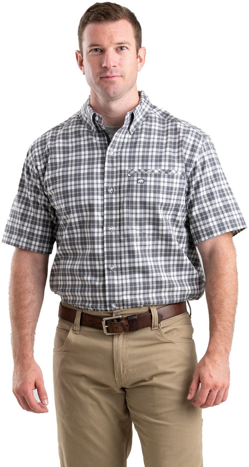 Berne Men's Foreman Flex Plaid Short Sleeve Button Down Shirt