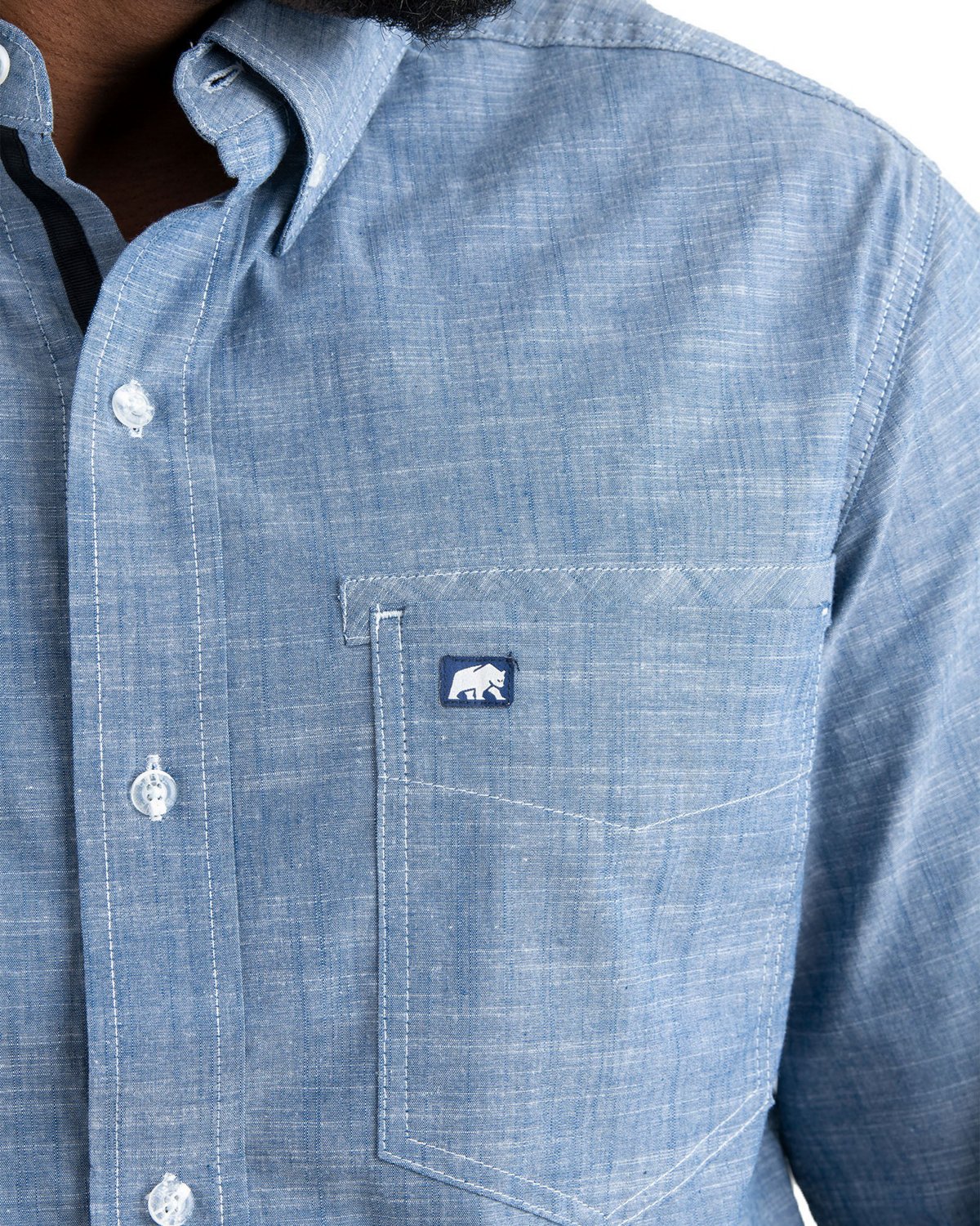 Berne Men's Foreman Flex Long Sleeve Chambray Button Down Shirt                                                                  - view number 3