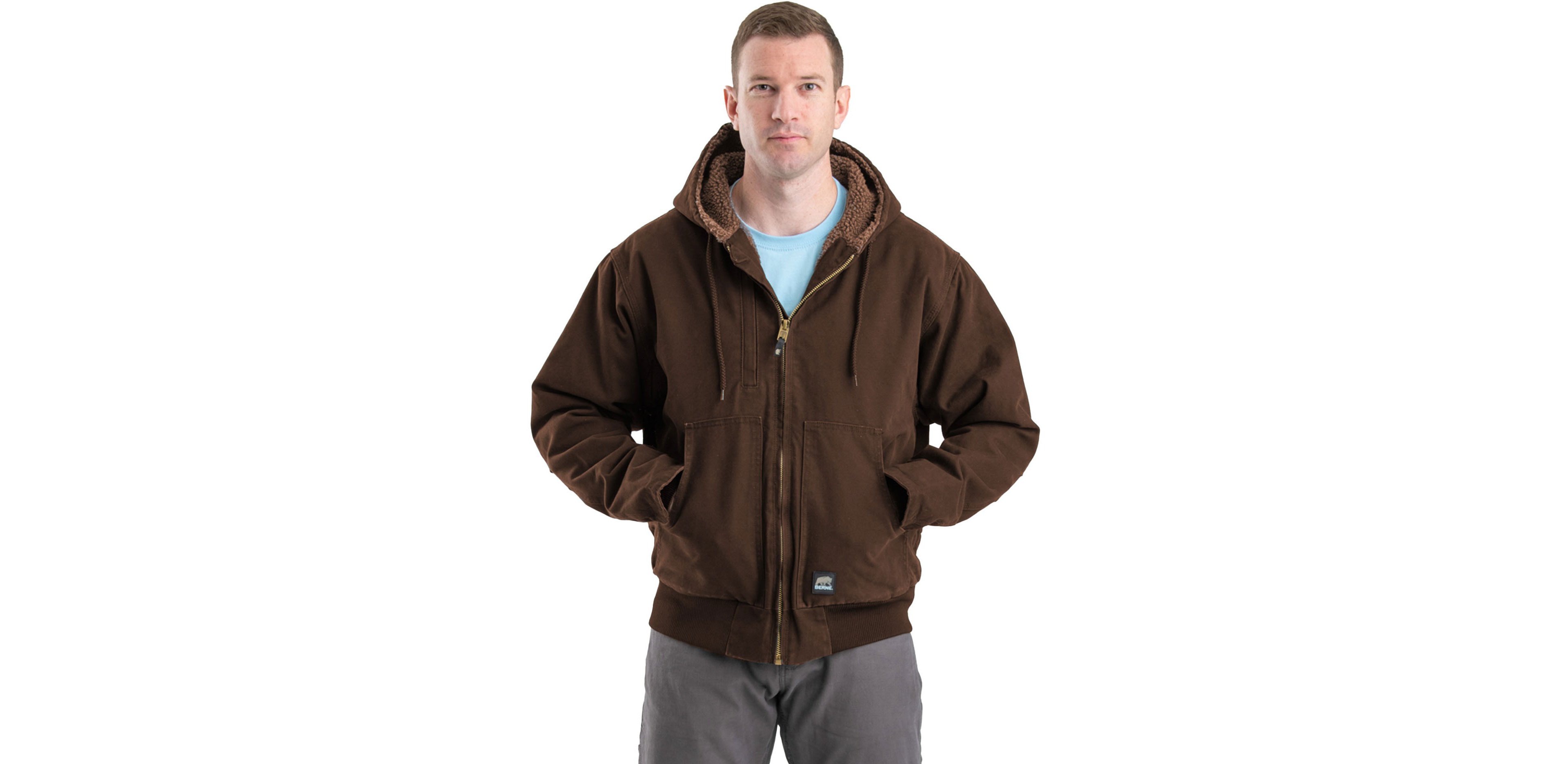 Berne Men's Highland Flex180 Washed Duck Hooded Work Jacket