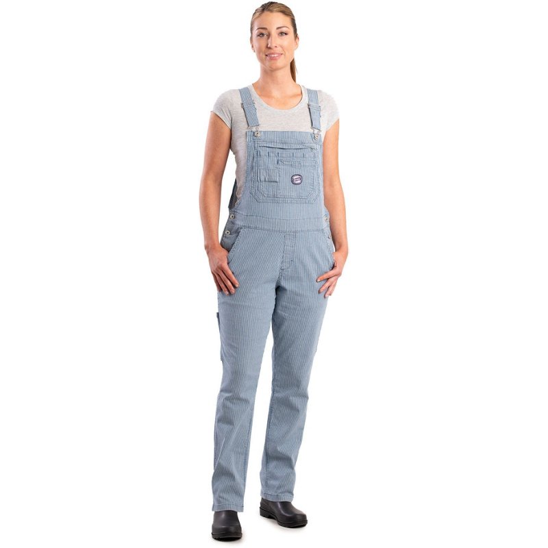 Berne Women's Vintage Washed Flex Hickory Stripe Bib Overall, Medium Short - Apparel , Women's Outerwear at Academy Sports