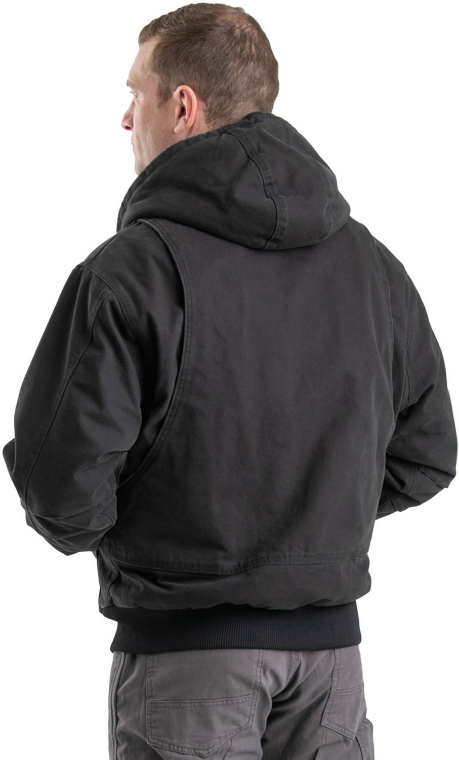 Berne Men's Highland Flex180 Washed Duck Hooded Work Jacket                                                                      - view number 2