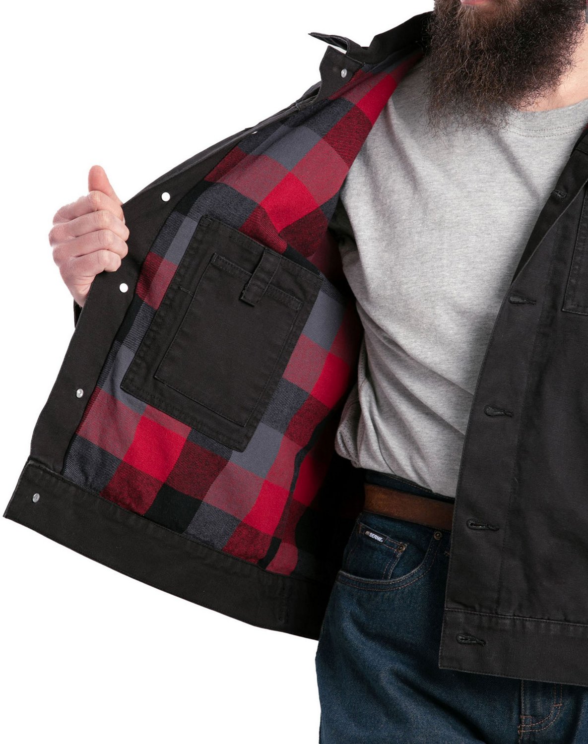 Berne Men's Vintage Washed Flannel-Lined Jacket                                                                                  - view number 3