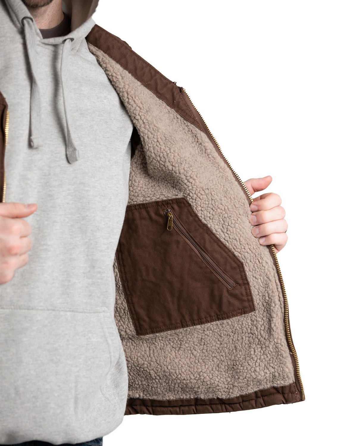 Berne Men's Heartland Sherpa-Lined Washed Duck V-Neck Vest - view number 3