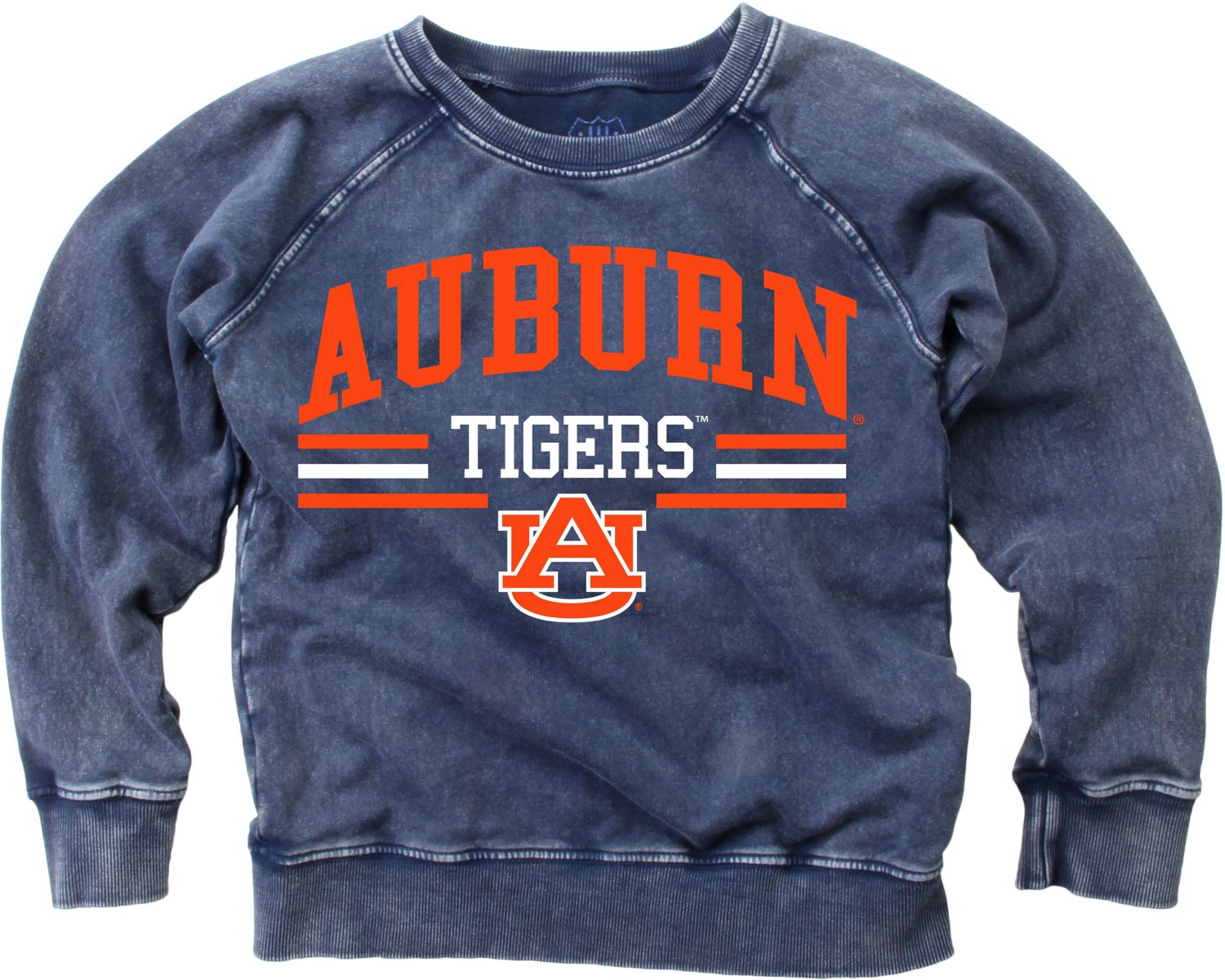 Wes and Willy Boys' Auburn University Faded Wash Fleece Long Sleeve Top