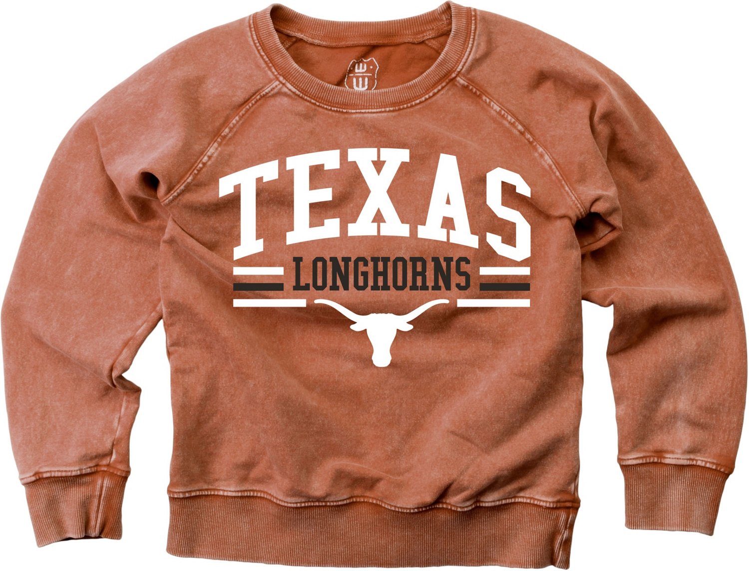 Wes and Willy Boys' University of Texas Faded Wash Fleece Long Sleeve Top