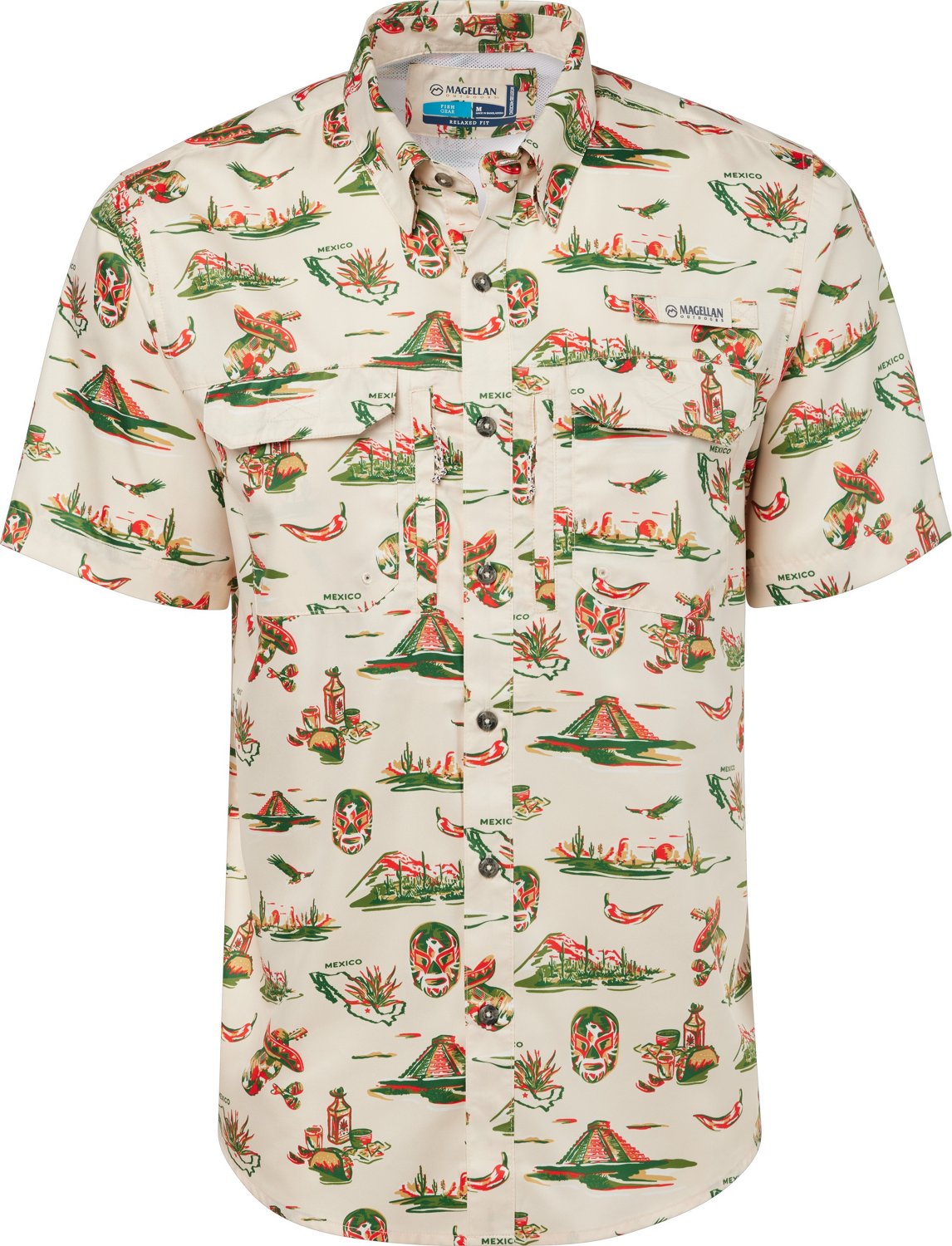 Magellan Outdoors Men's Mexico Print Fishing Shirt