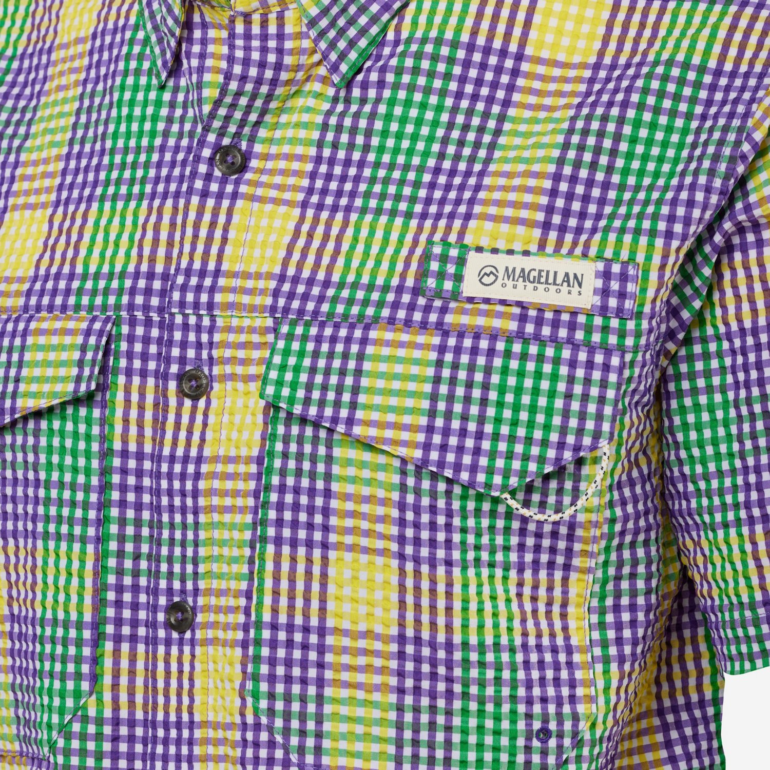 Magellan Outdoors Mardi Gras Seersucker Gingham Shirt