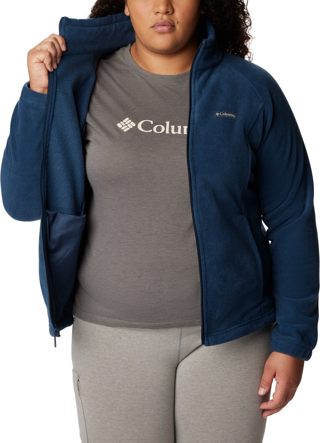 Plus size fleece jacket with hood best sale