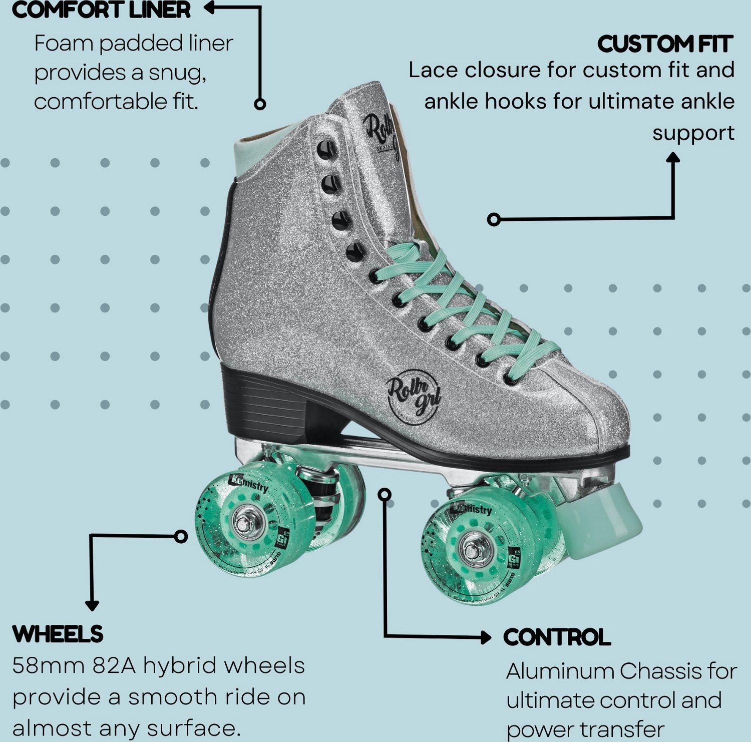Pacer Women's Rollr Grl Astra Quad Roller Skates - view number 6