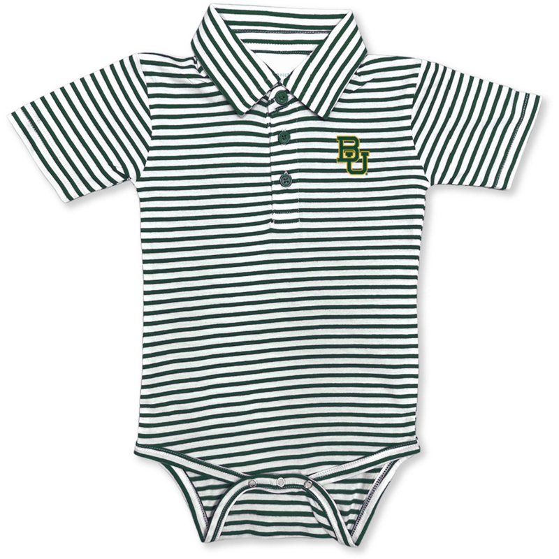 Atlanta Hosiery Company Infant Boys' Baylor University Stripe Polo Creeper Dark Green, 6 Months Infant - NCAA Youth Apparel at Academy Sports