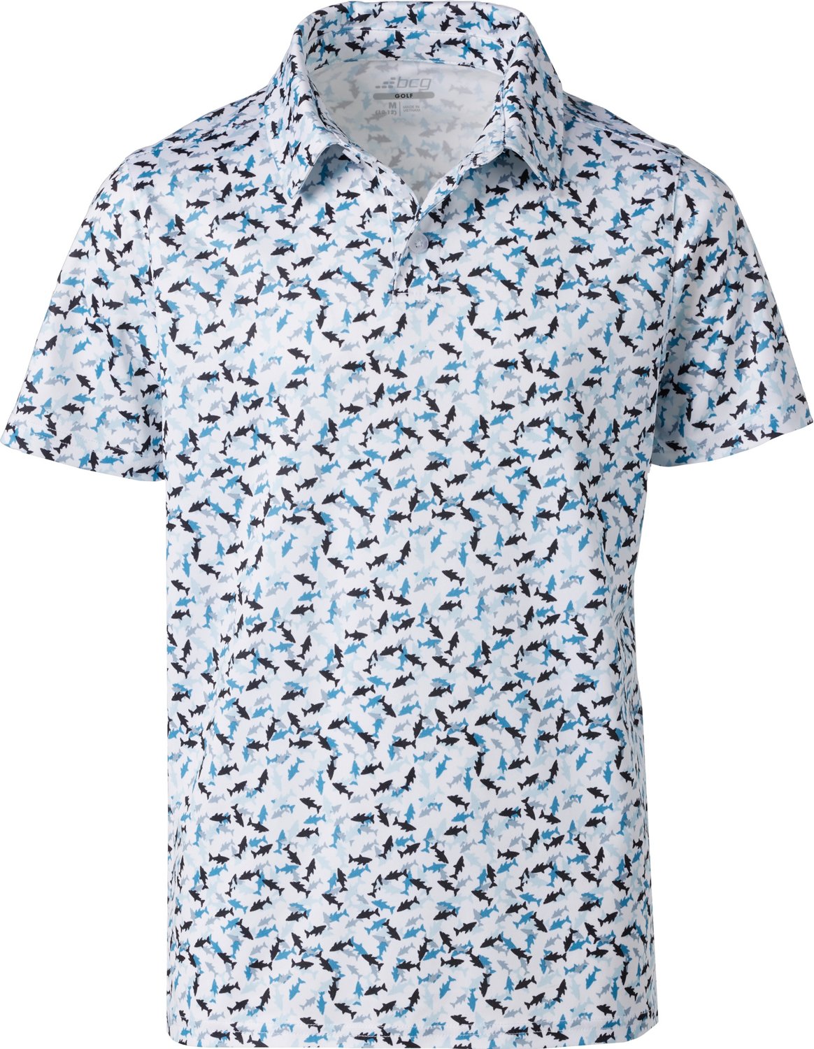 BCG Boys' Golf Surreal Shark Printed Short Sleeve Polo Shirt
