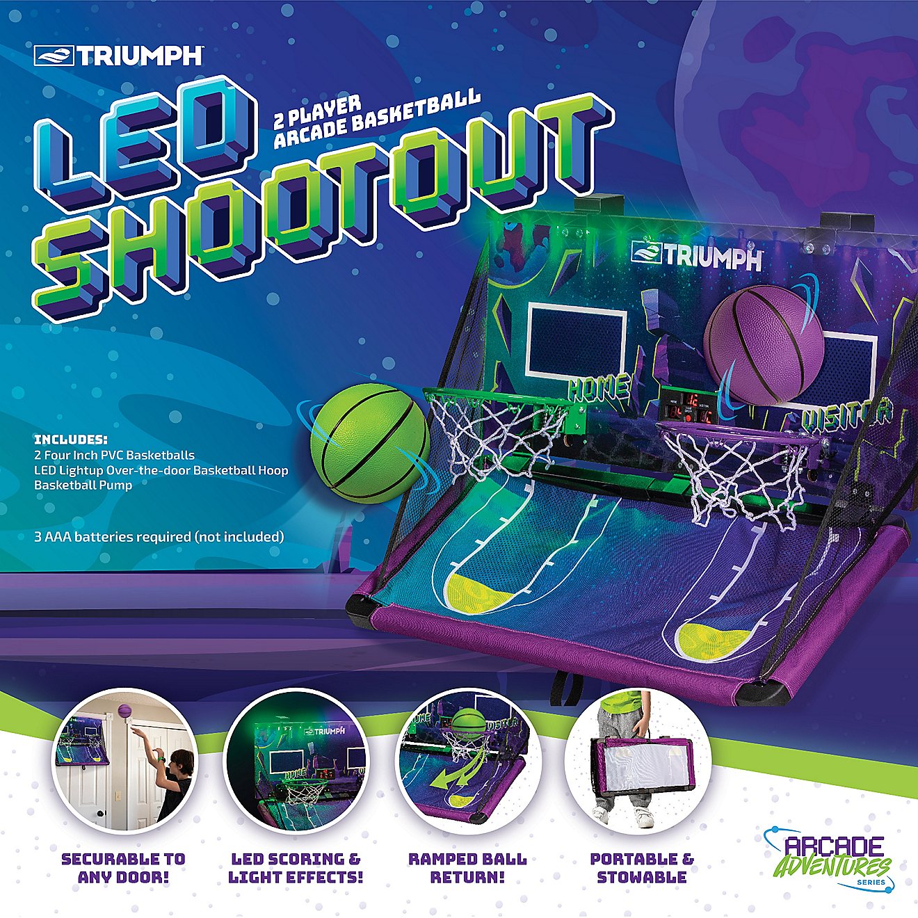 Triumph Arcade Adventures Over-the-Door LED Basketball Hoop                                                                      - view number 2