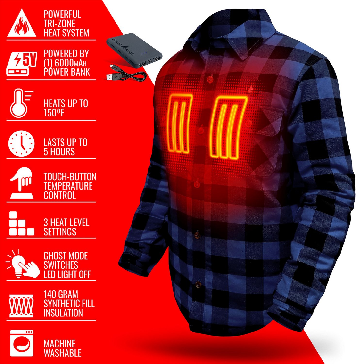 ActionHeat Adults' 5V Battery Heated Work Long Sleeve Shirt - view number 7