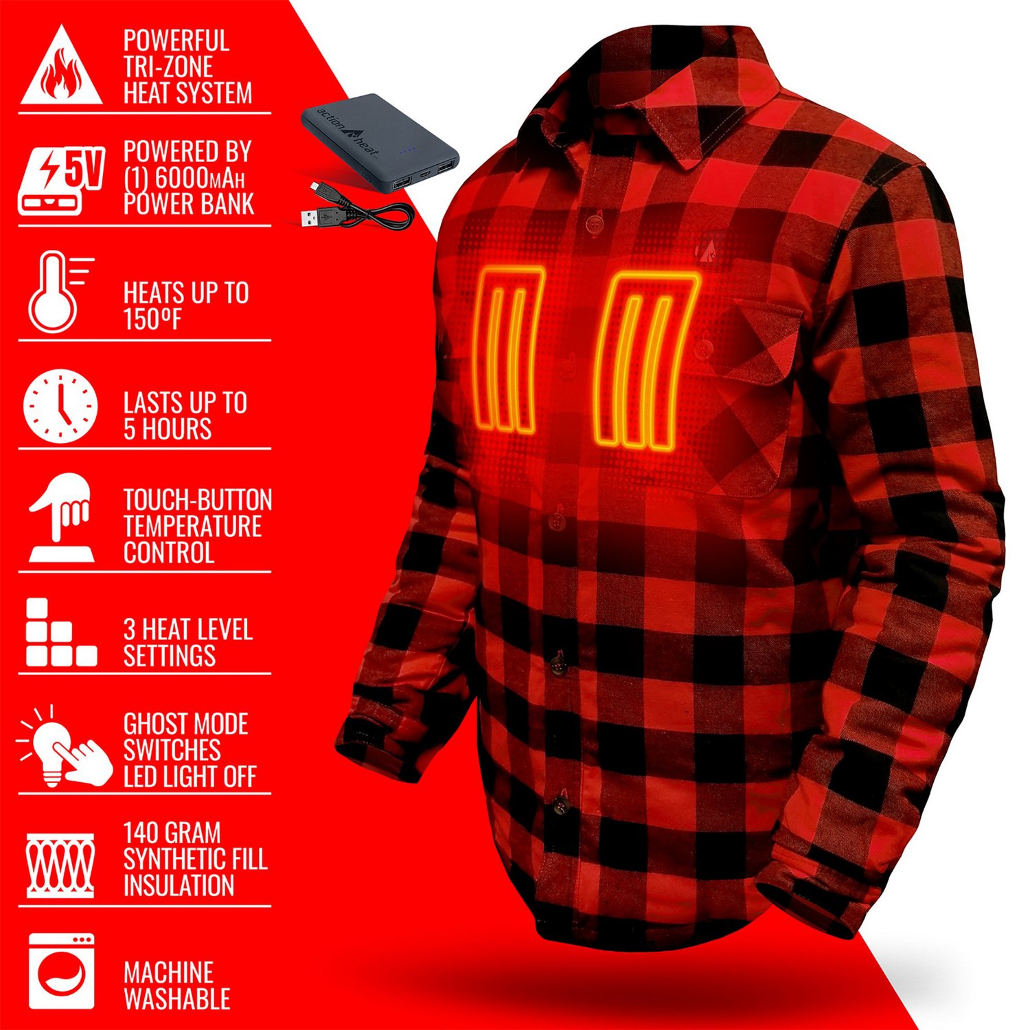 ActionHeat Adults' 5V Battery Heated Work Long Sleeve Shirt - view number 7