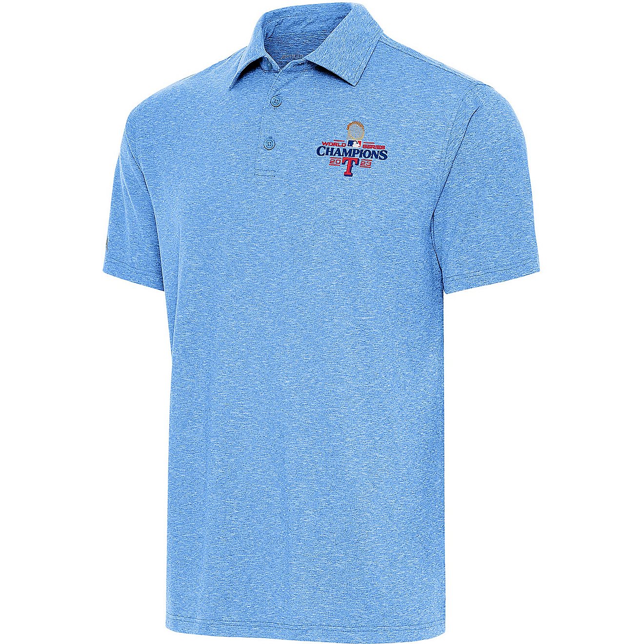 Antigua M Rangers '23 World Series Champs Par 3 SS Polo                                                                          - view number 1