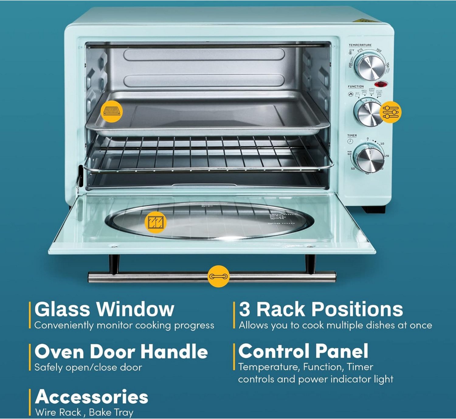 Elite Gourmet Americana Retro 8-Slice Toaster Oven - view number 3