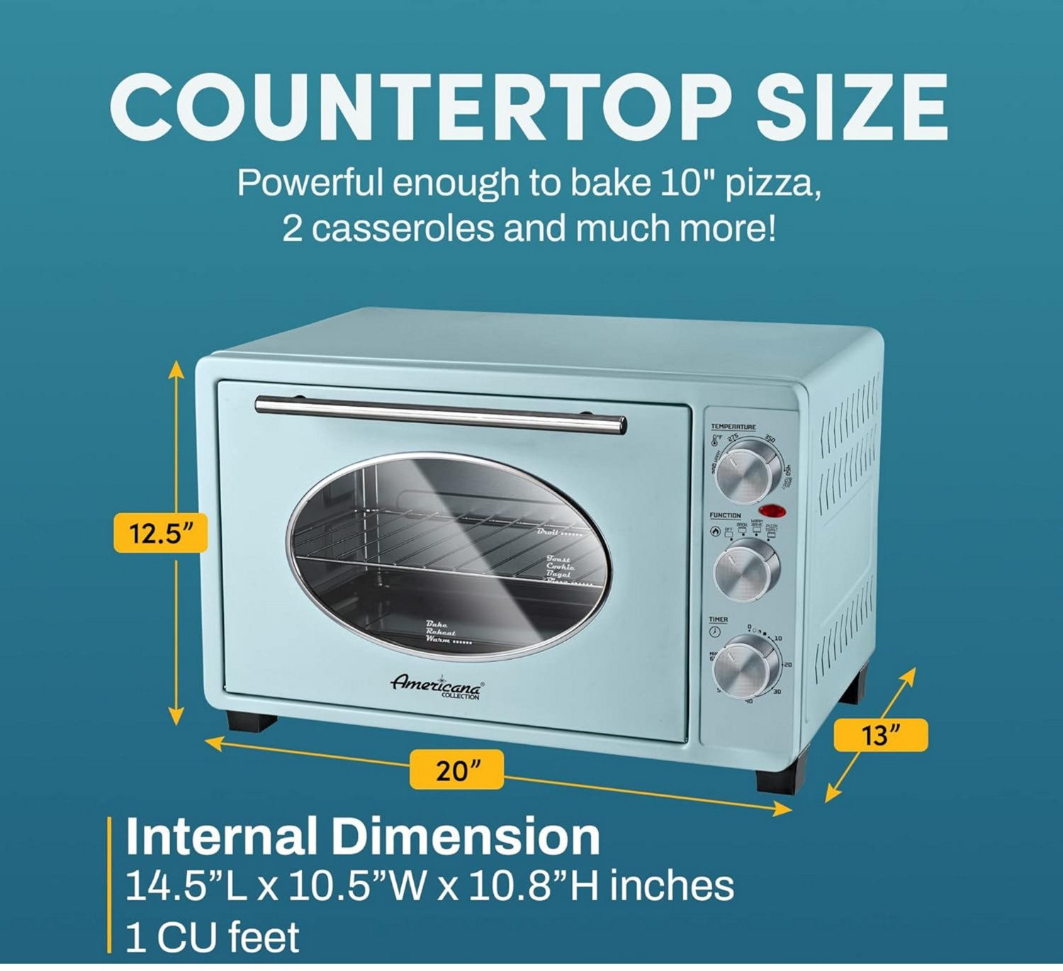 Elite Gourmet Americana Retro 8-Slice Toaster Oven - view number 5