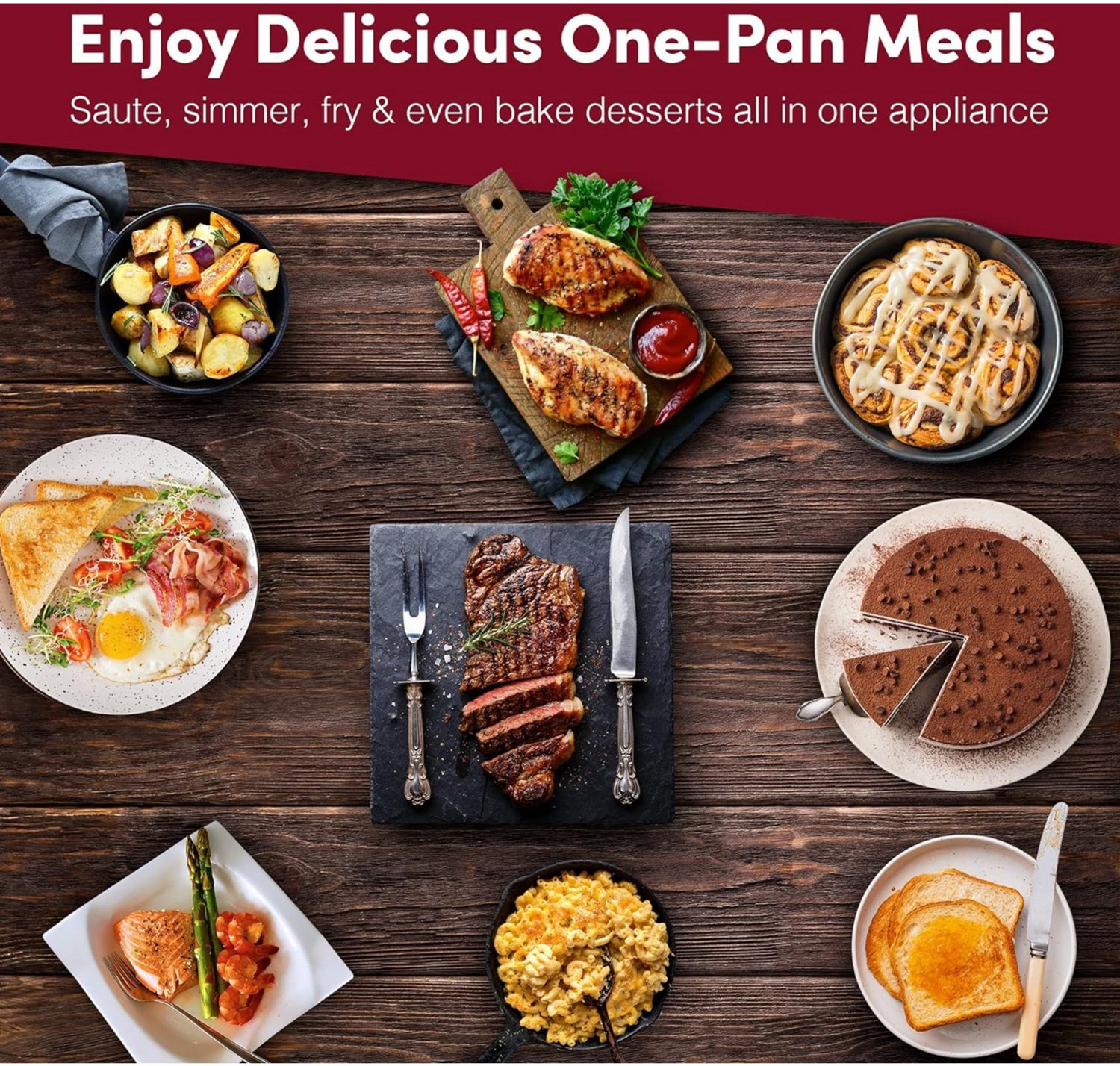 Elite Gourmet Non-Stick Electric 8 in x 8 in Skillet with Tempered Glass Vented Lid