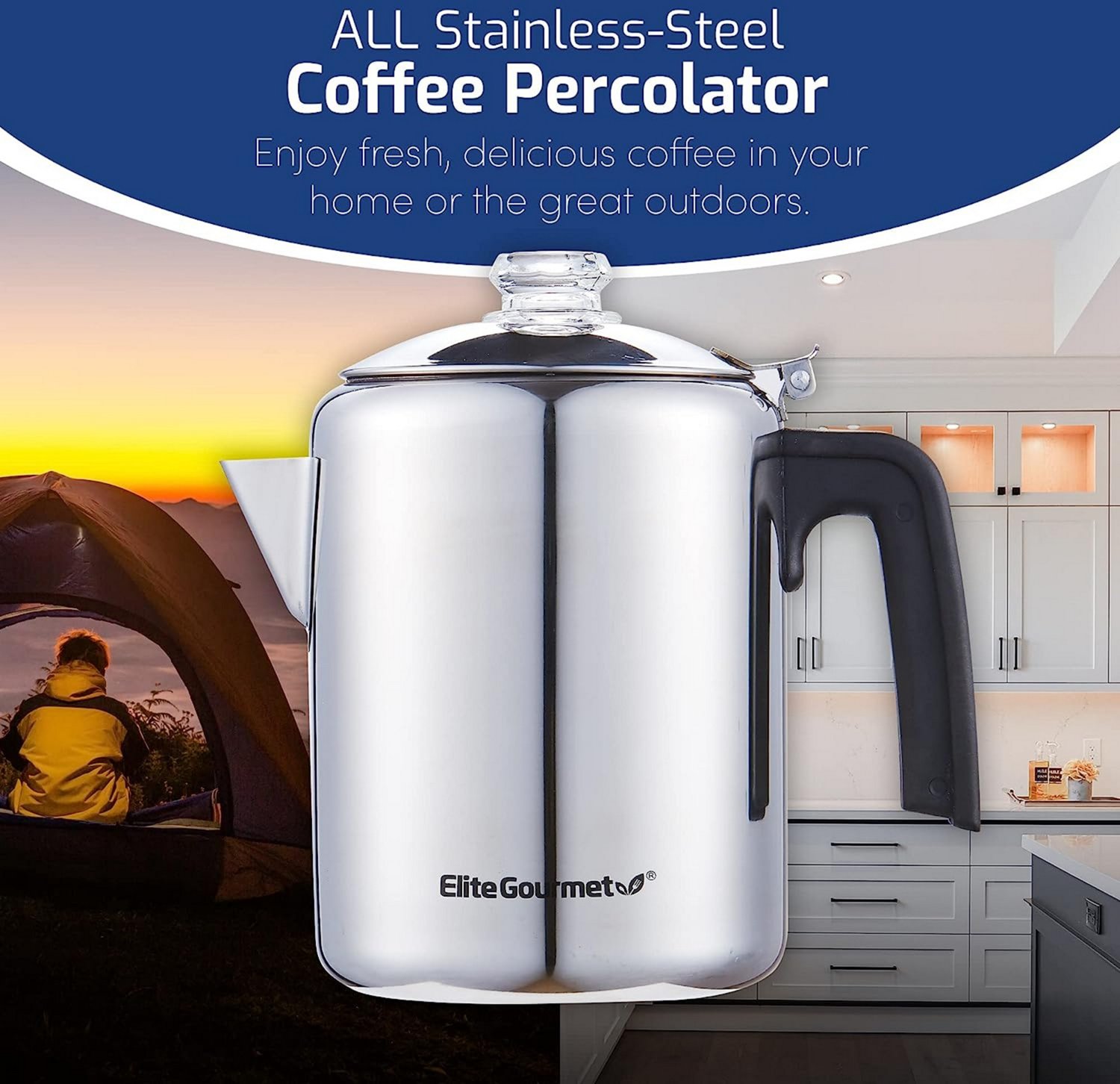 Elite Gourmet Stainless Steel Classic Stovetop 8-Cup Coffee and Tea Percolator - view number 2