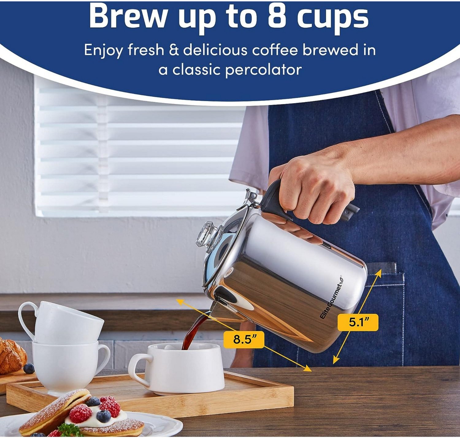 Elite Gourmet Stainless Steel Classic Stovetop 8-Cup Coffee and Tea Percolator - view number 6