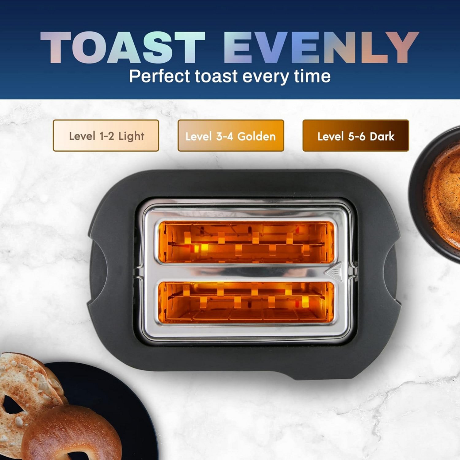 Elite Gourmet SS 2-Slice LCD Toaster With Bagel Function