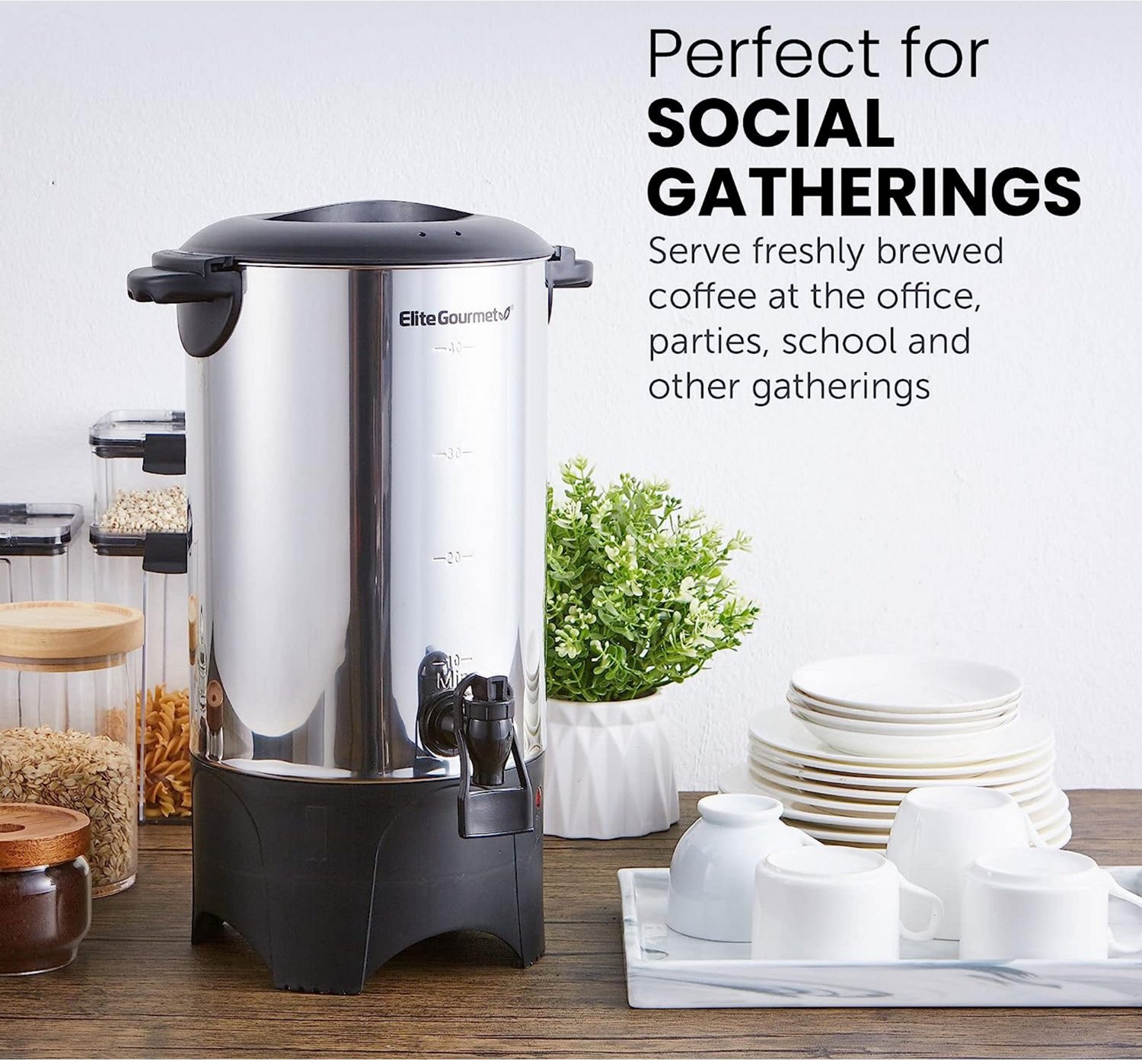 Elite Gourmet Stainless Steel 40-Cup Coffee Urn and Hot Water Dispenser - view number 5