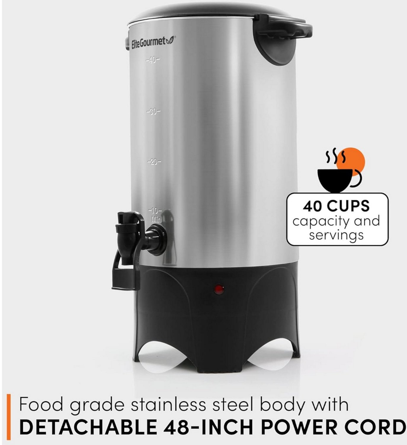 Elite Gourmet Stainless Steel 40-Cup Coffee Urn and Hot Water Dispenser - view number 6