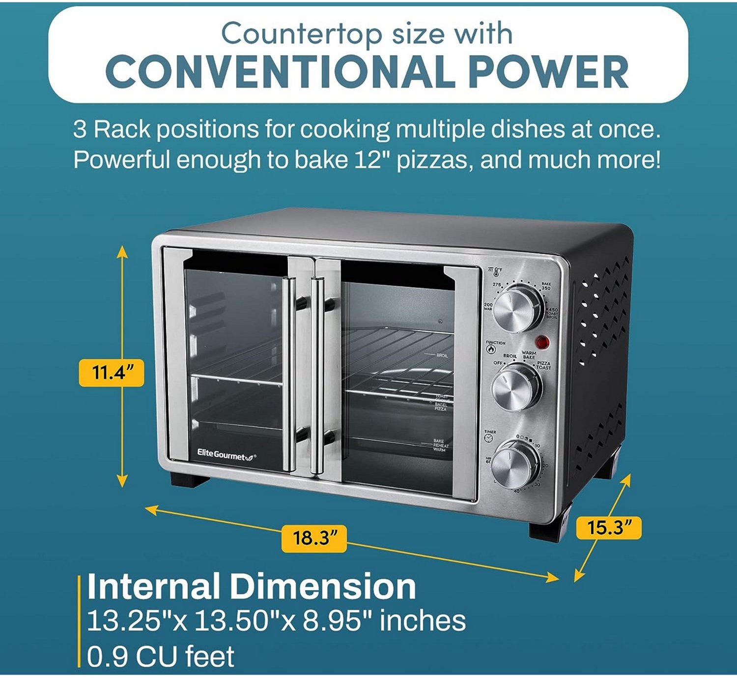 Elite Gourmet Double French Door Toaster Oven                                                                                    - view number 6
