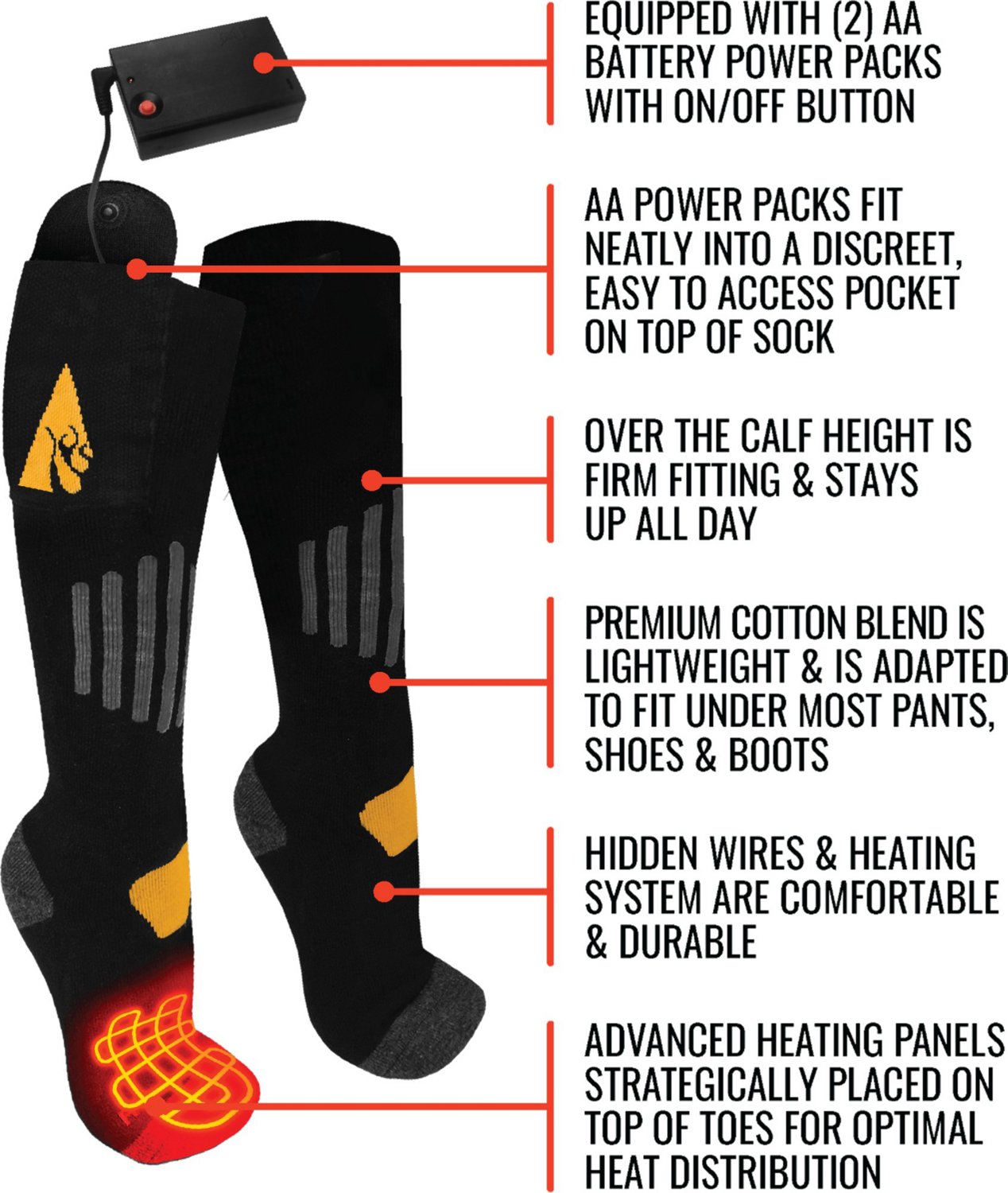 ActionHeat Cotton AA Battery Heated Socks                                                                                        - view number 6