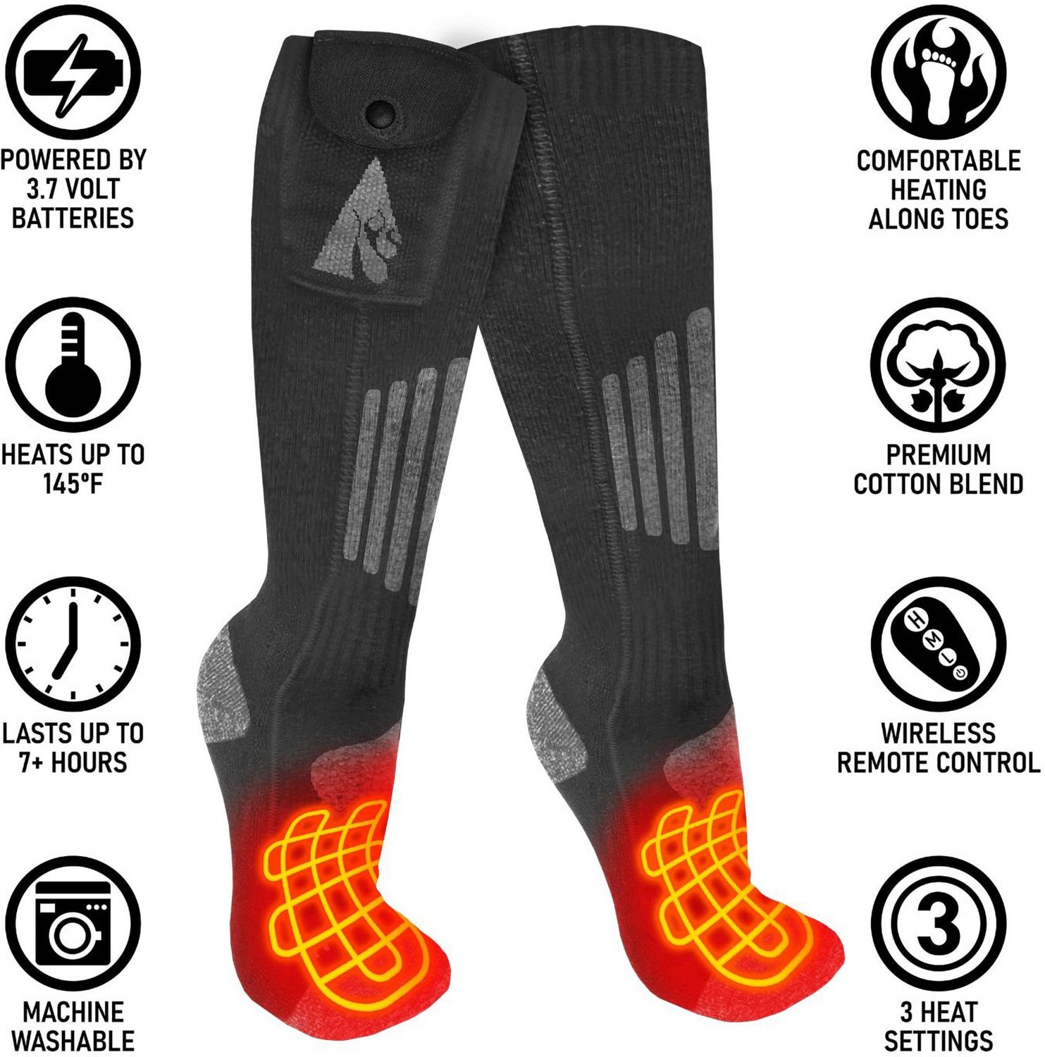 ActionHeat Cotton 3.7V Rechargeable Heated Socks Academy