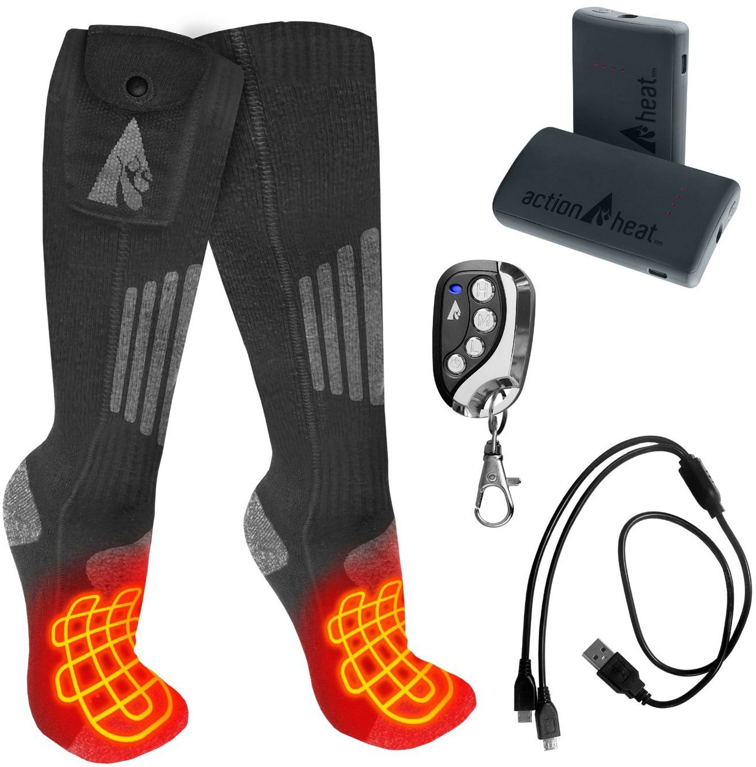 ActionHeat Cotton 3.7V Rechargeable Heated Socks