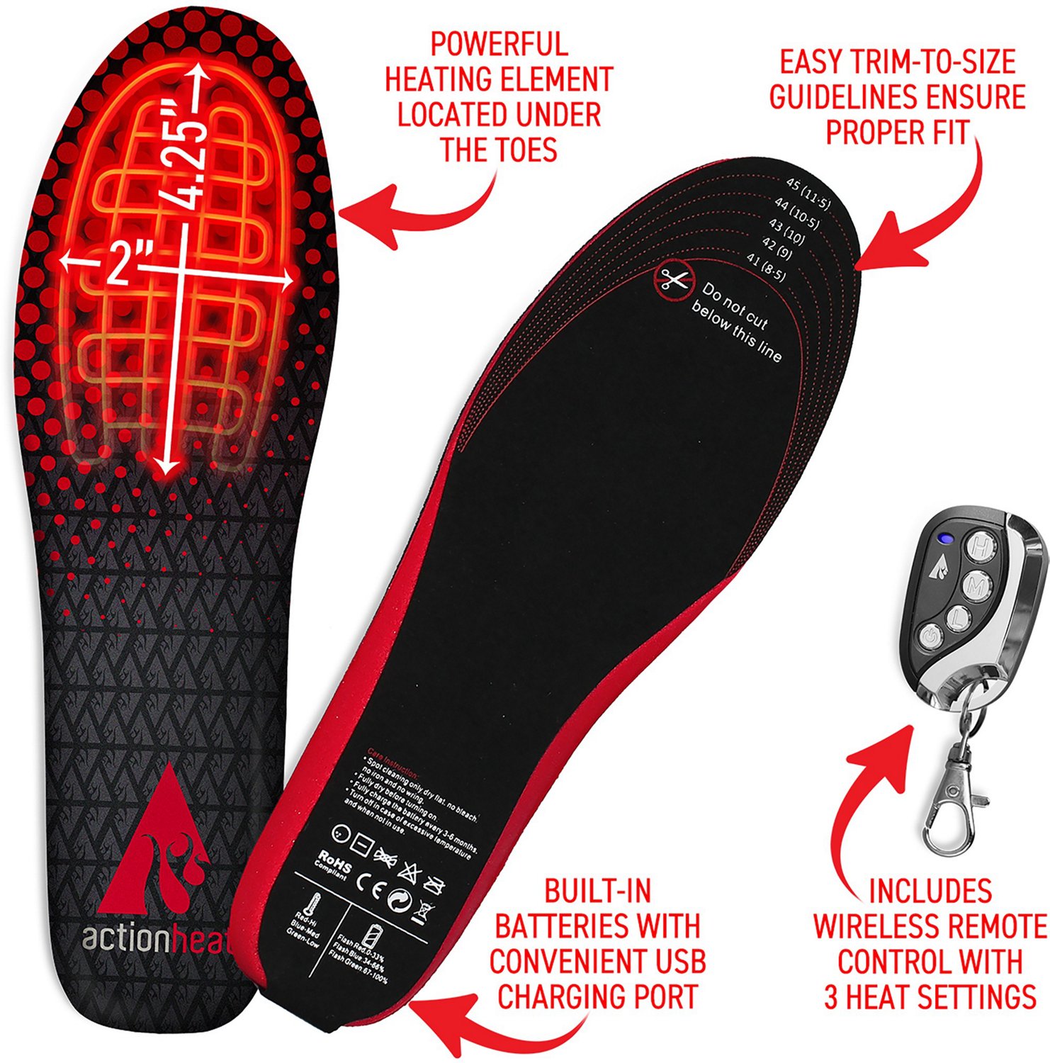 ActionHeat 3.7 Volt Rechargeable Heated Insoles with Remote - view number 5