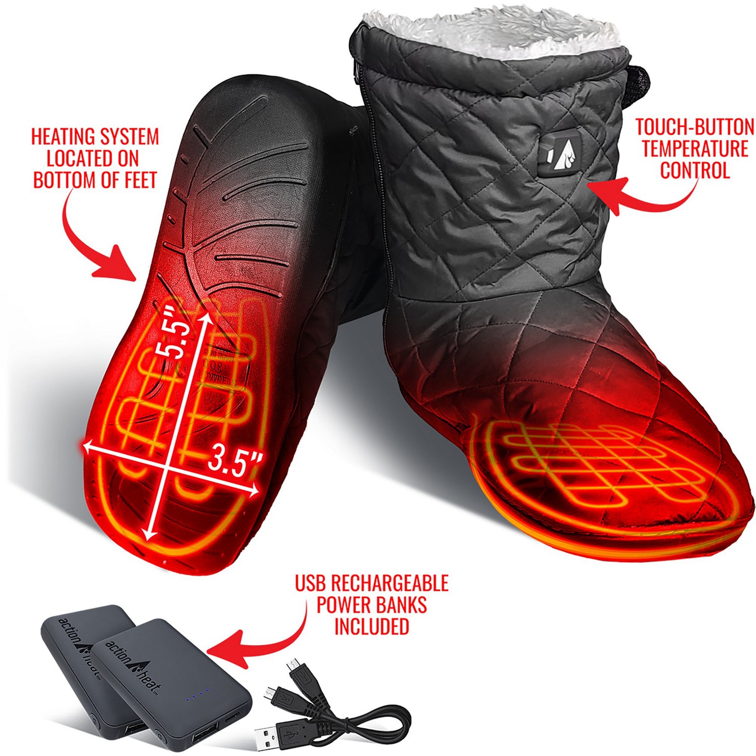 ActionHeat Adults' 5 Volt Battery-Heated Indoor/Outdoor Boots - view number 6